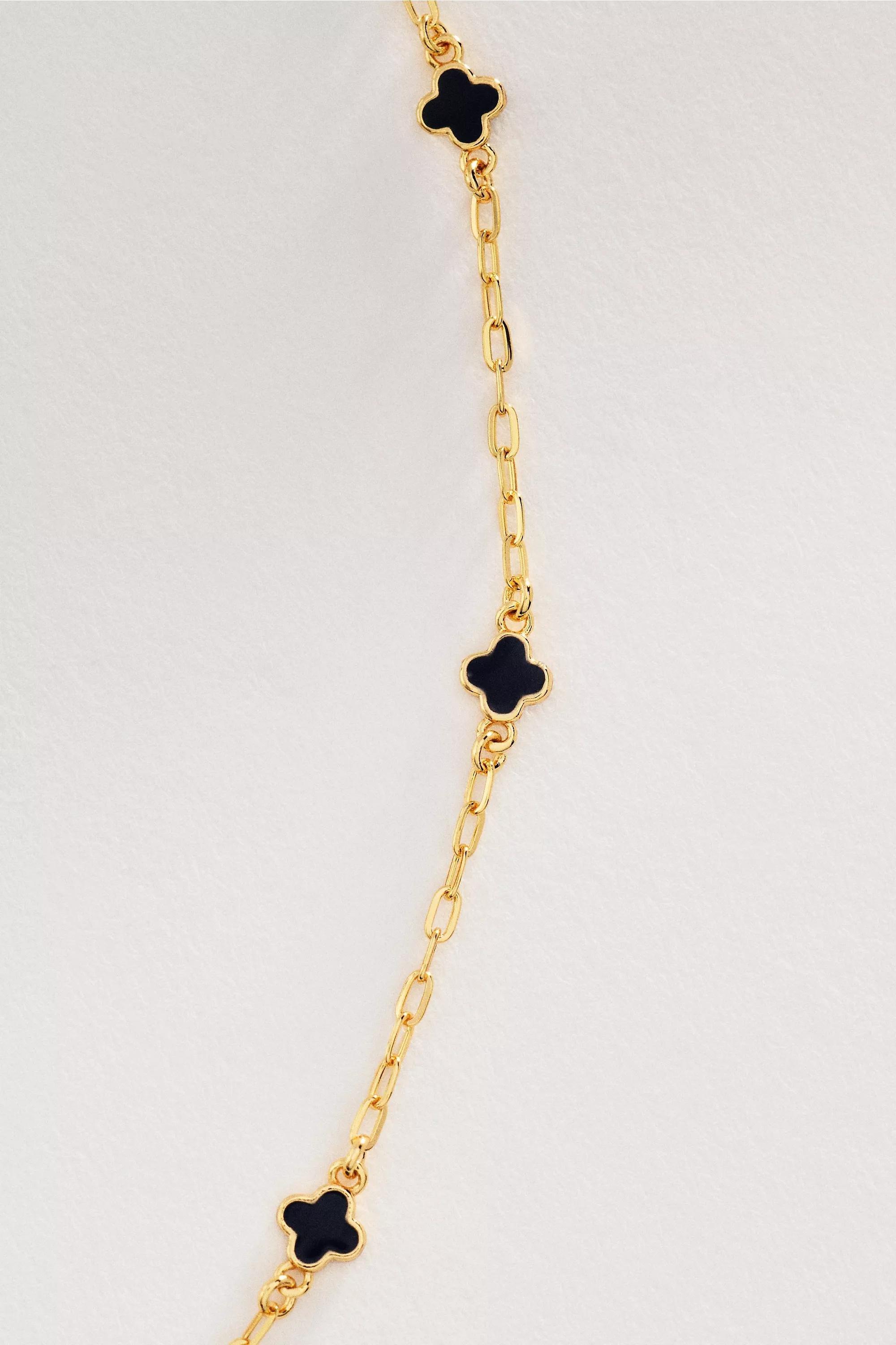 Tiny Clover Chain Necklace, Navy, A501_0042, large image number 2