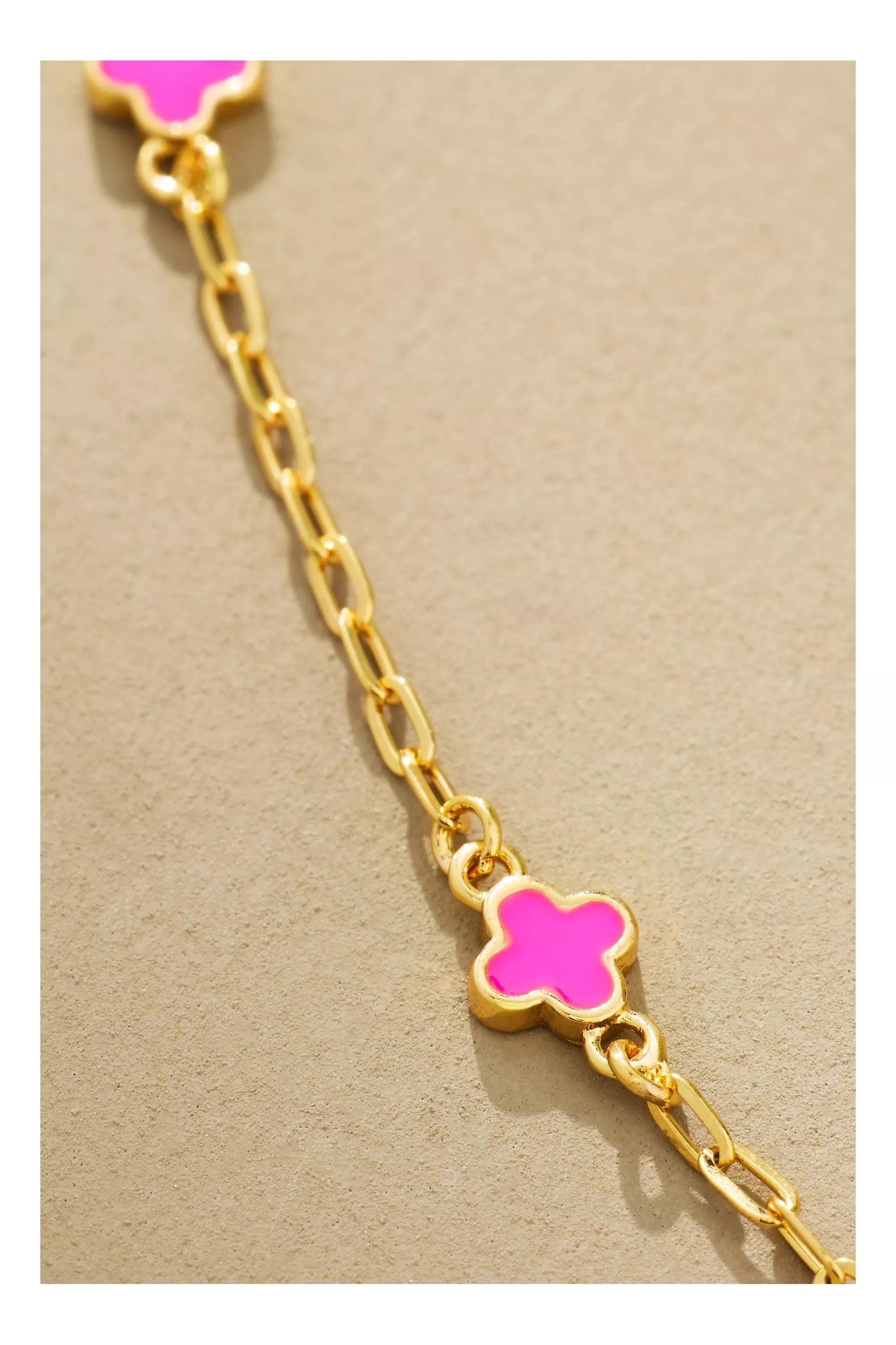 Tiny Clover Chain Necklace, Purple, A501_0052, large image number 2