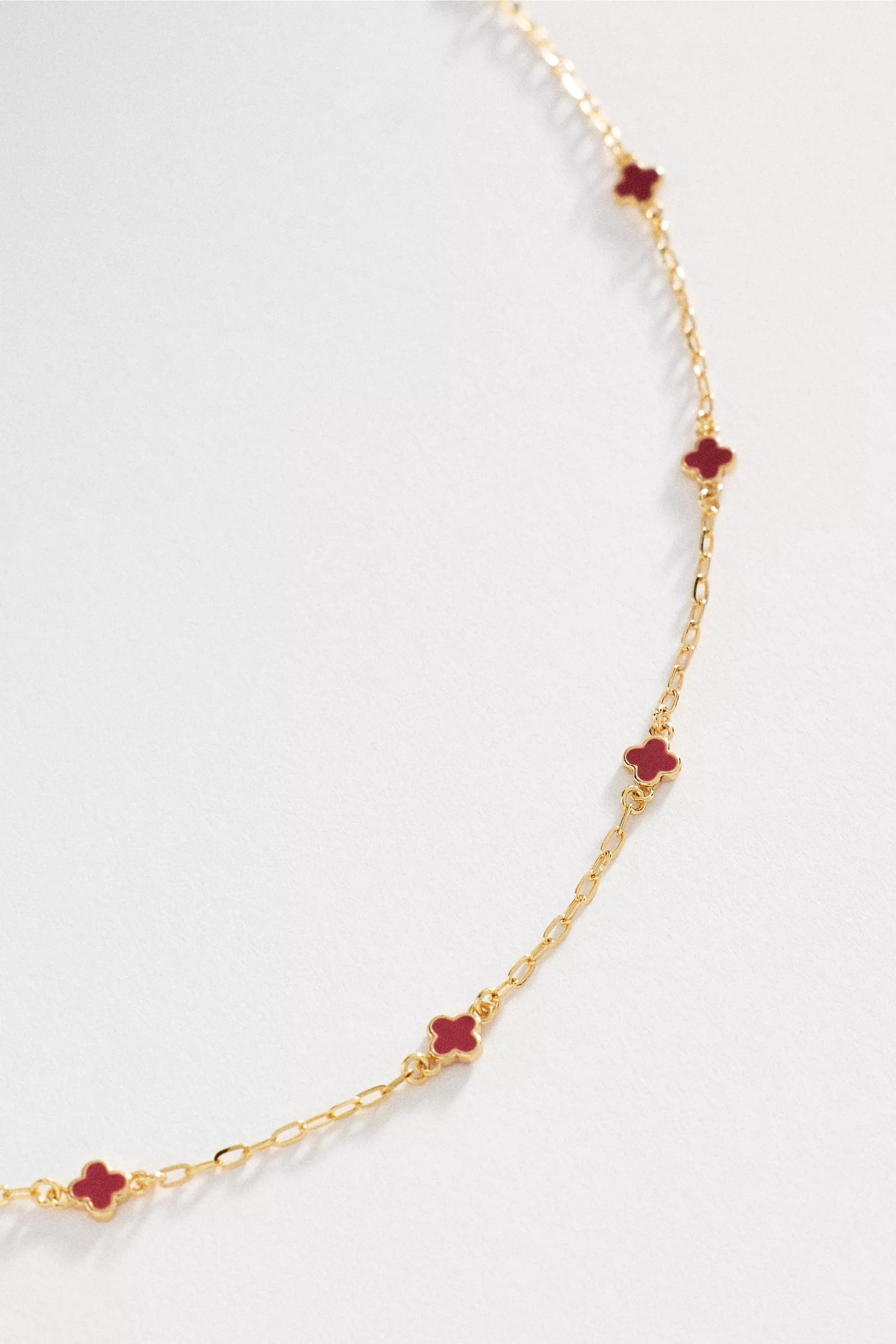 Tiny Clover Chain Necklace, Red, A501_0065, large image number 3
