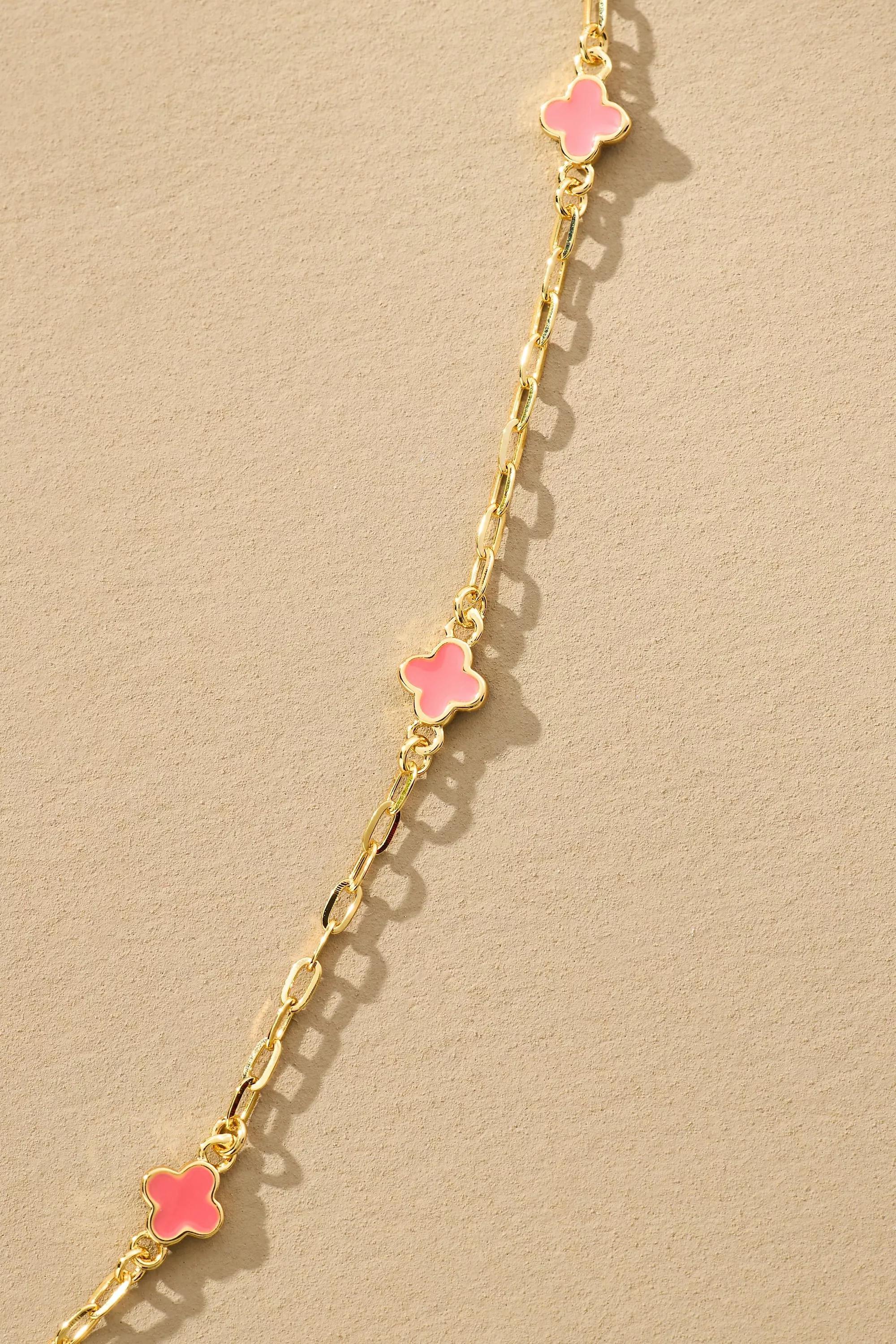 Tiny Clover Chain Necklace, Orange, A501_0085, large image number 2