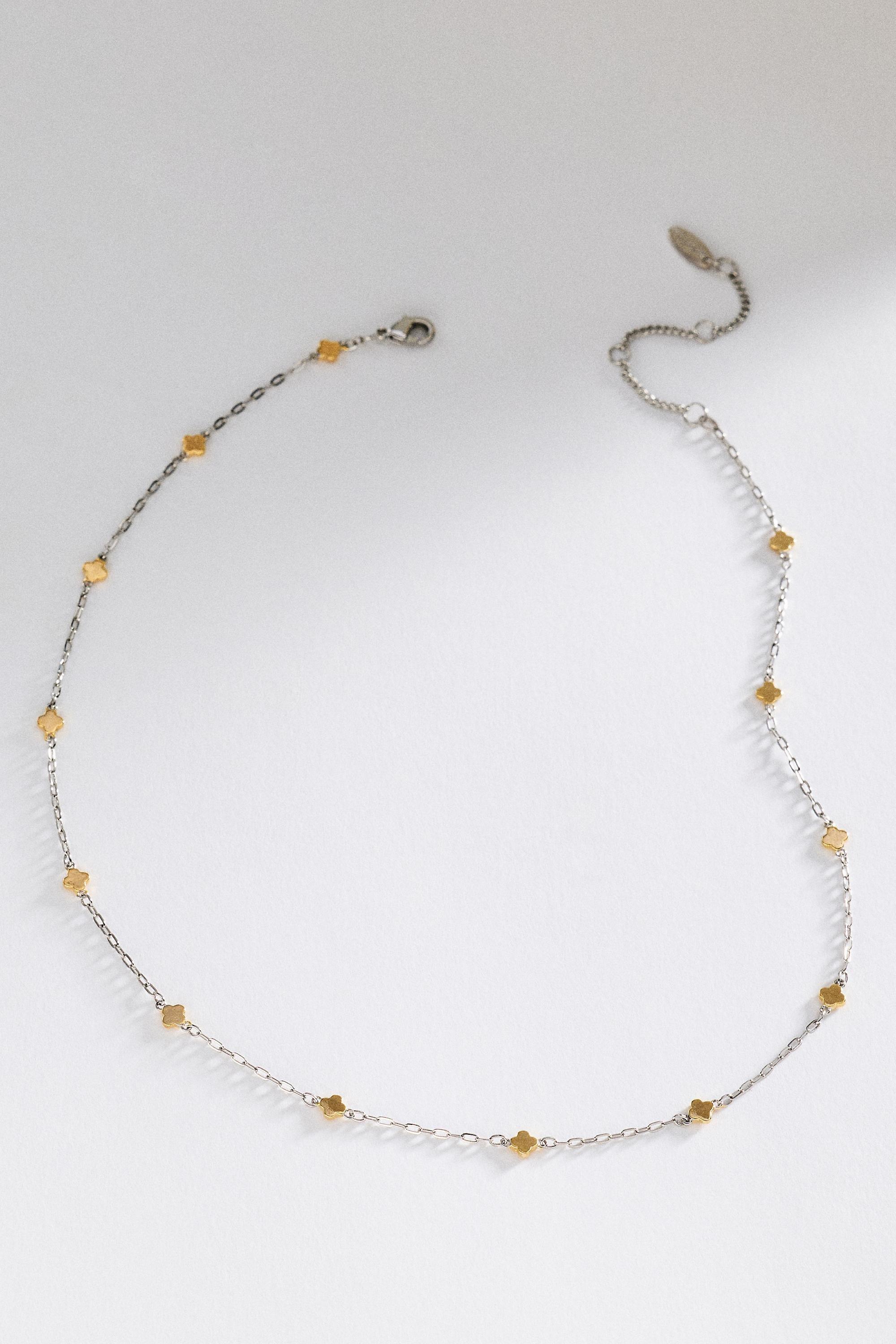 Tiny Clover Chain Necklace, Gold, large image number 0