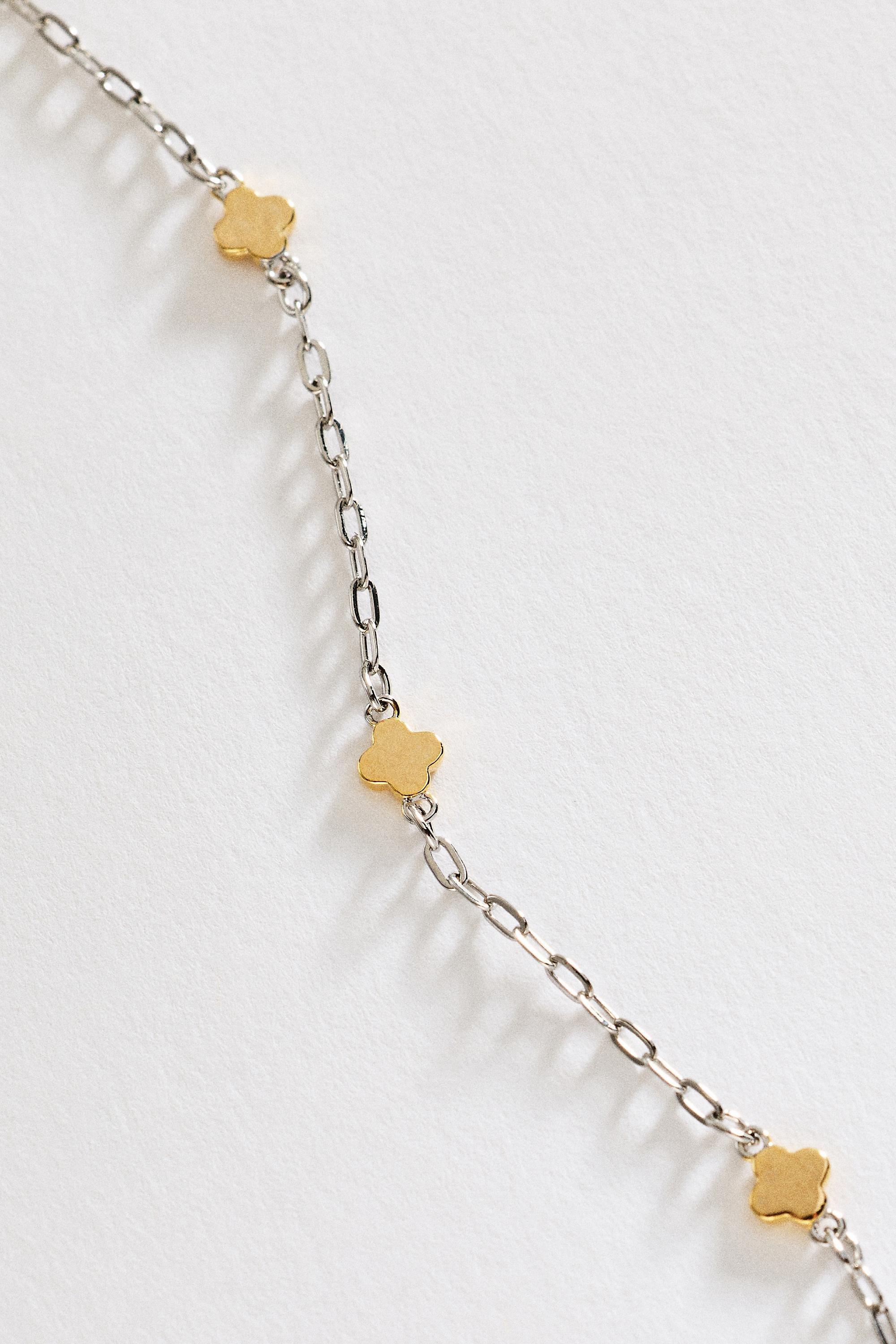 Tiny Clover Chain Necklace, Gold, medium