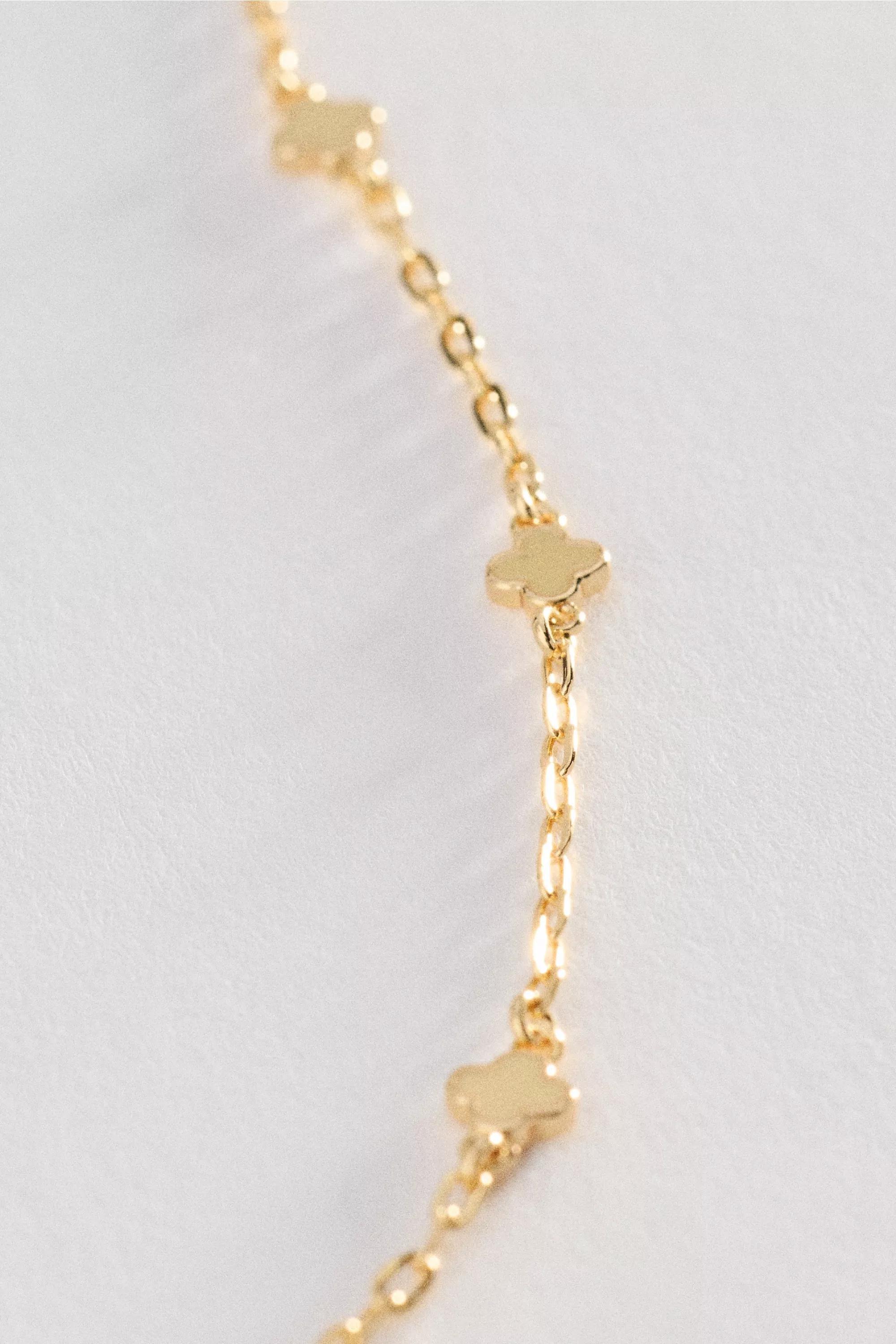 Tiny Clover Chain Necklace, Yellow, Yellow, large image number 3