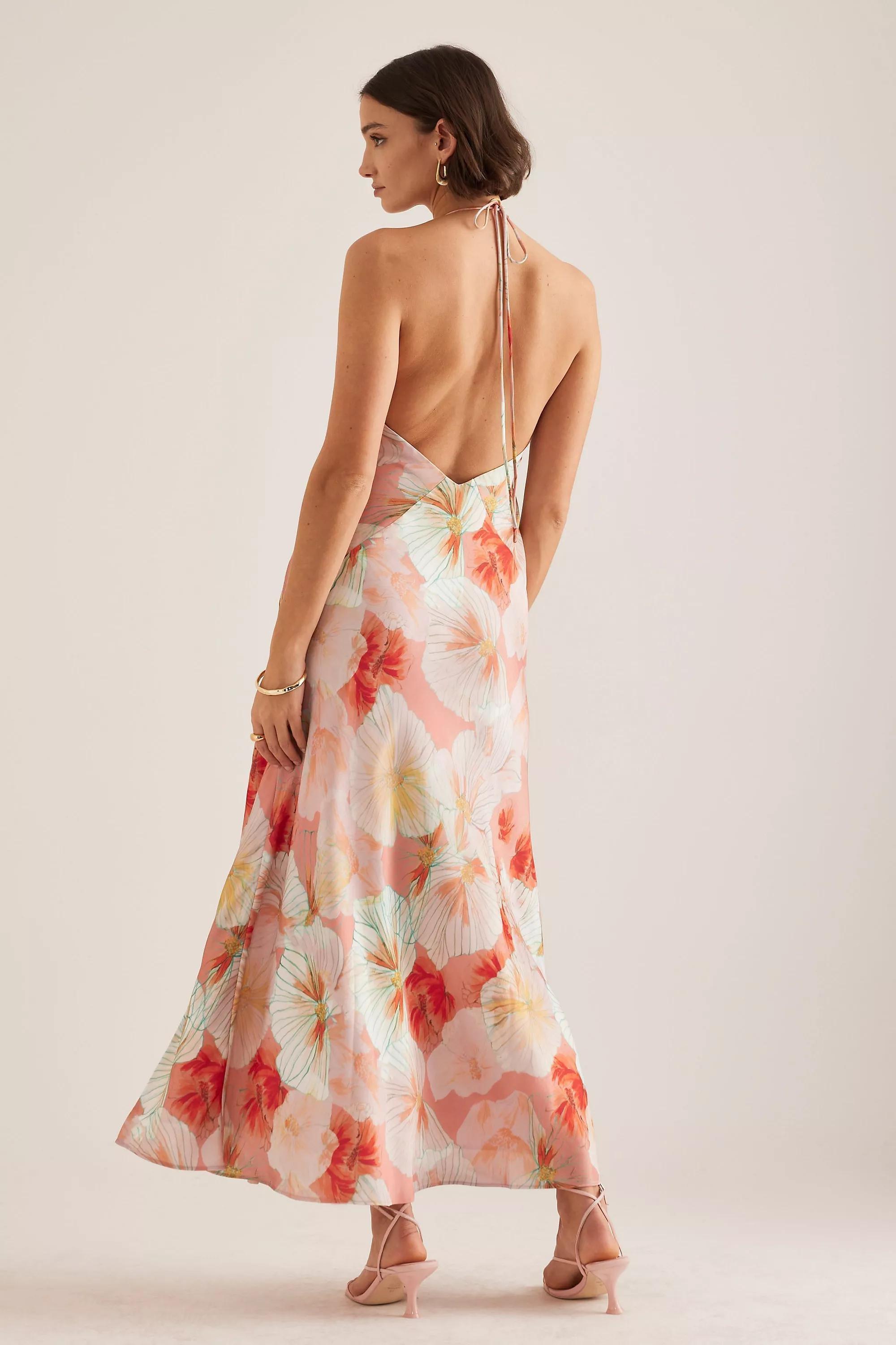 Anthropologie Floral Bardot Maxi Dress, Pink, , large image number 1
