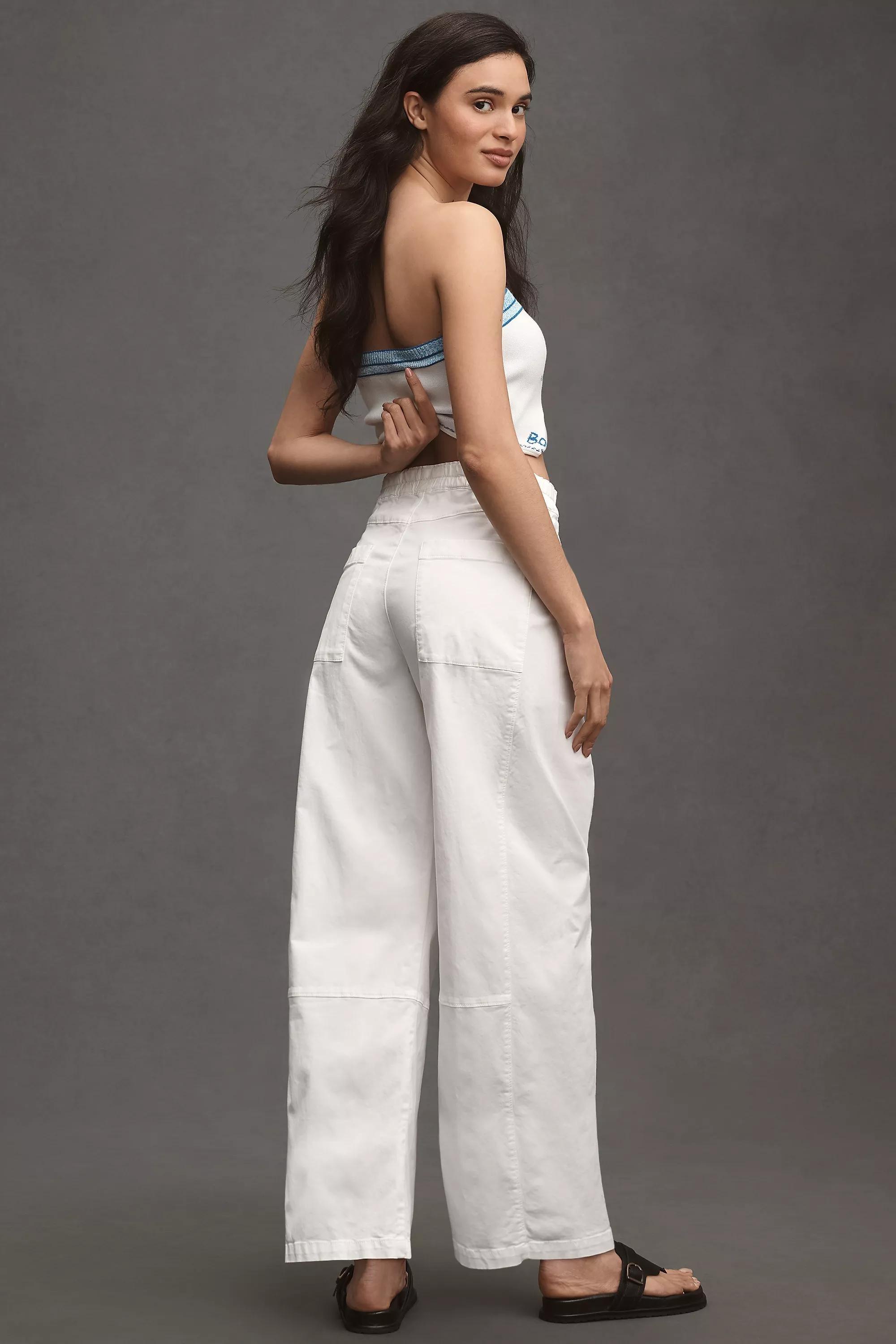 By Pilcro Relaxed Pull-On Barrel Trousers, White, A501_0010, medium