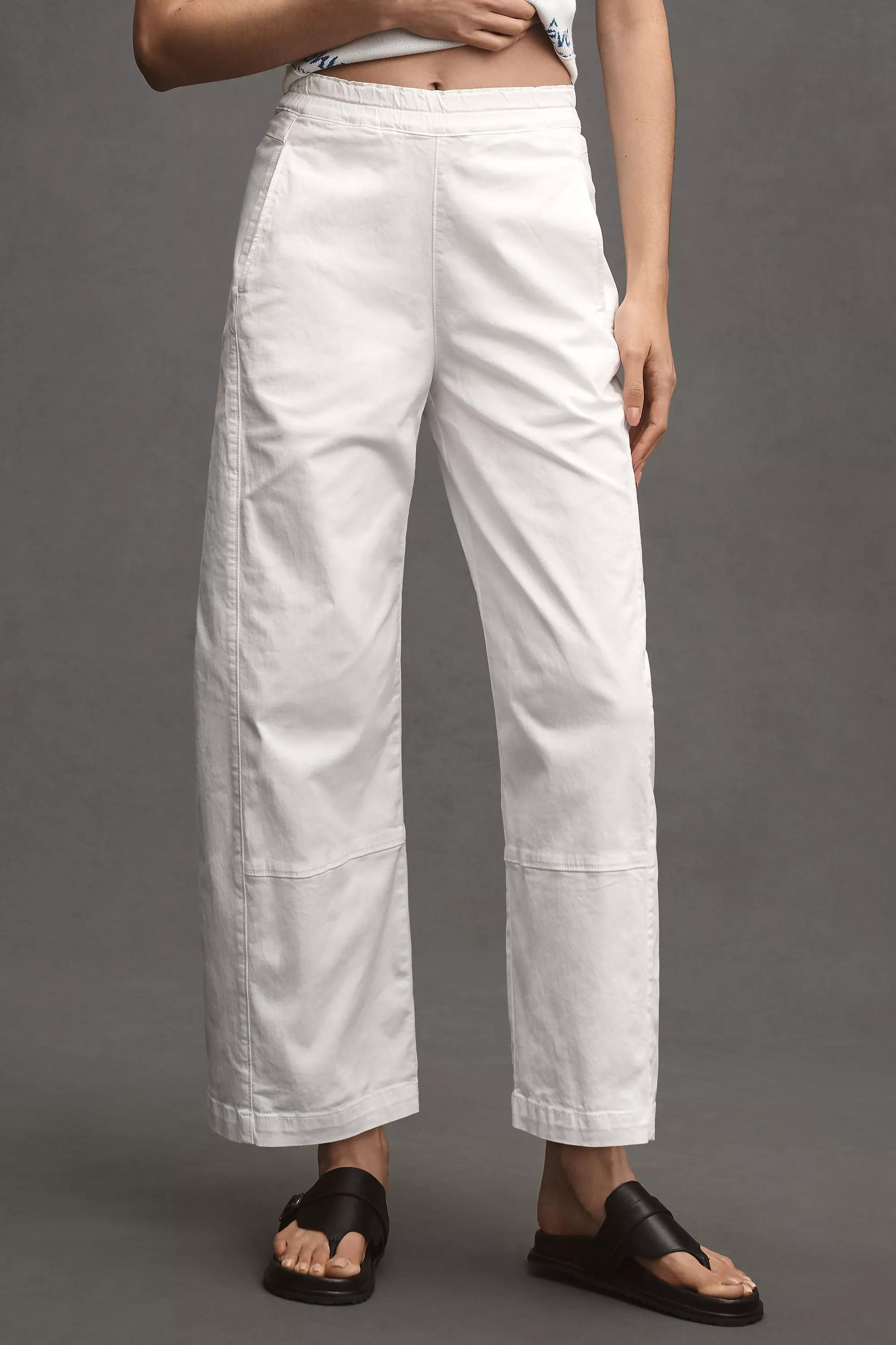 By Pilcro Relaxed Pull-On Barrel Trousers, White, A501_0010, medium