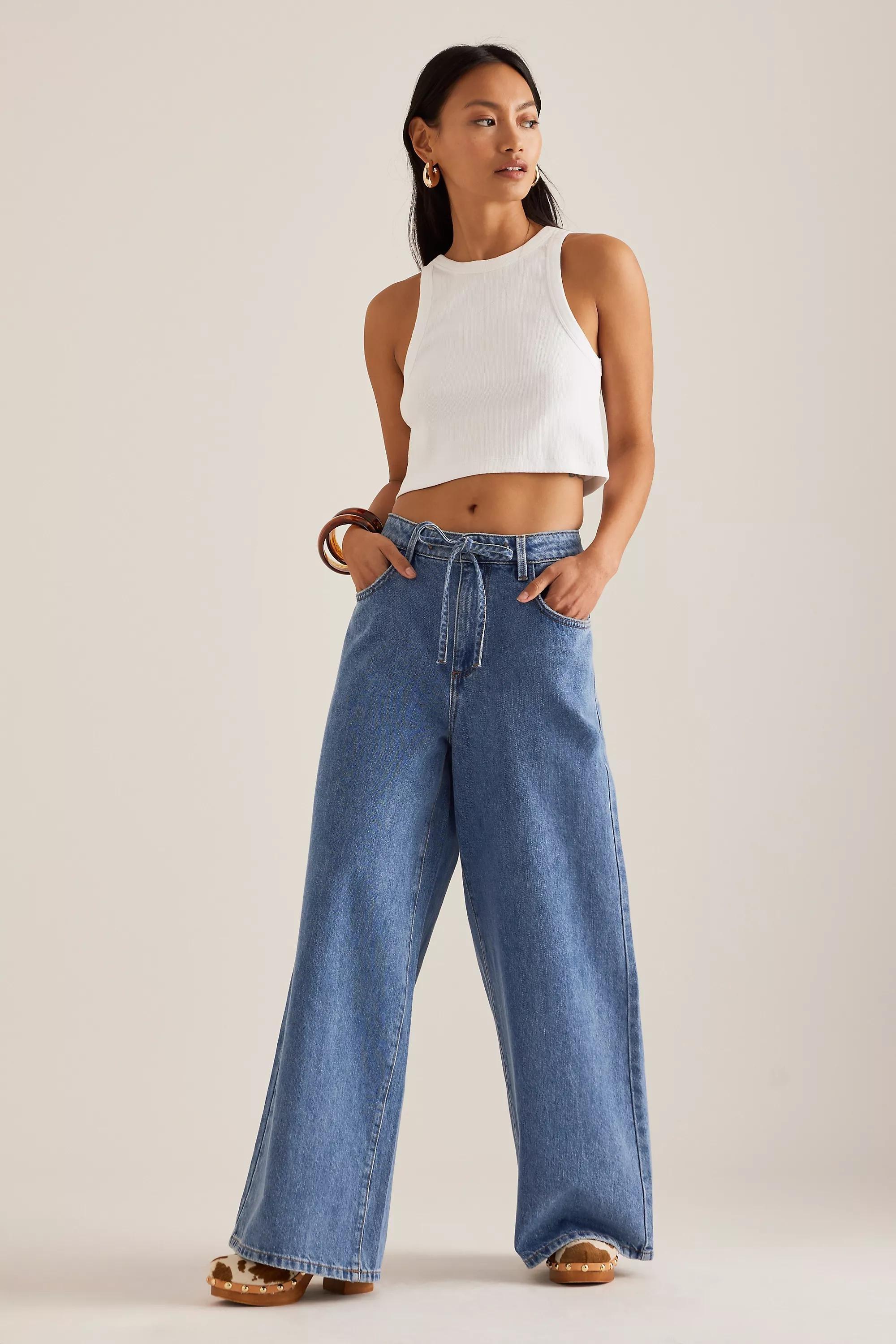 Seventy + Mochi Blake Drawstring Wide-Leg Jeans, Blue, , large image number 0