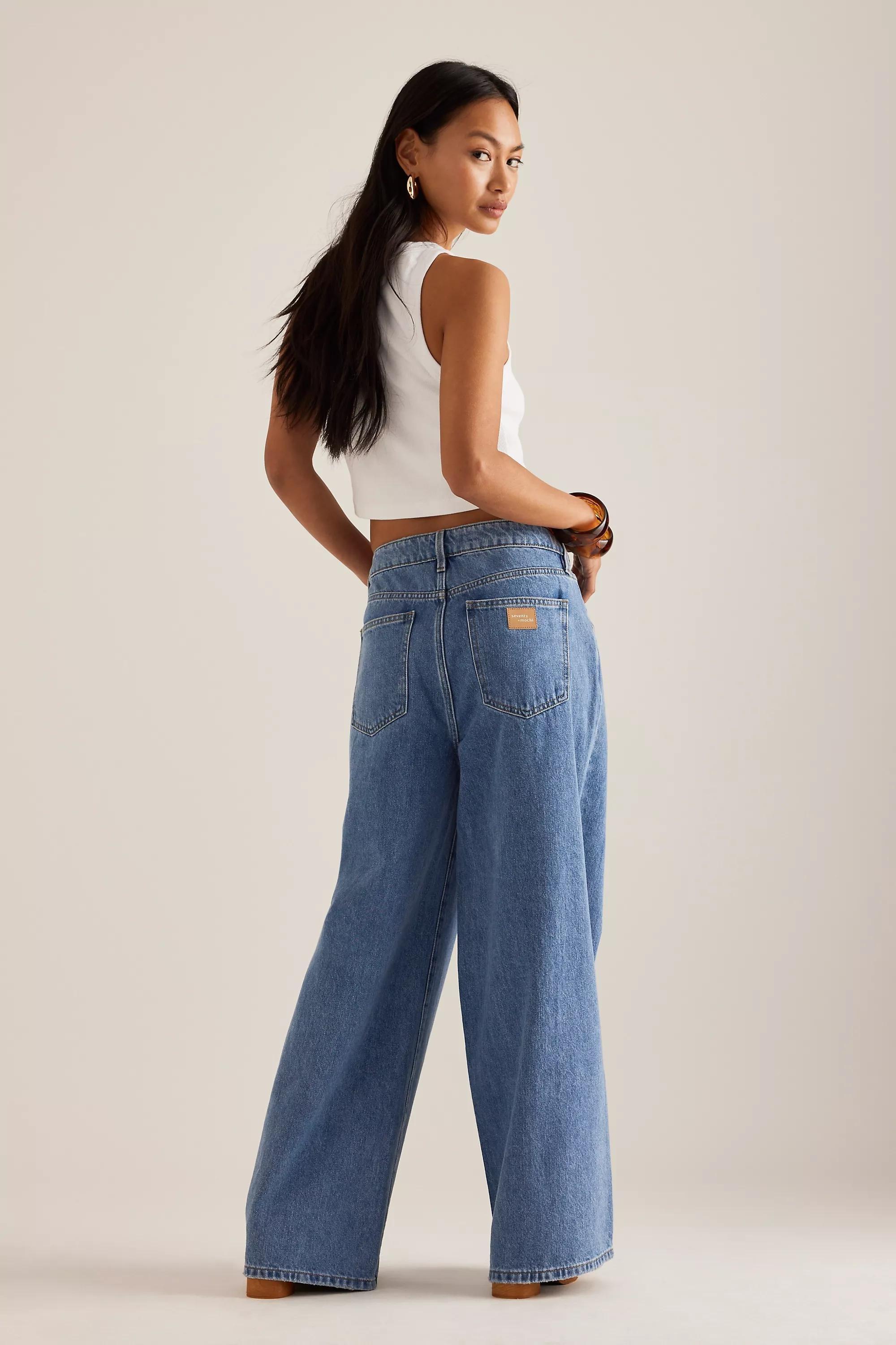 Seventy + Mochi Blake Drawstring Wide-Leg Jeans, Blue, Blue, large image number 6