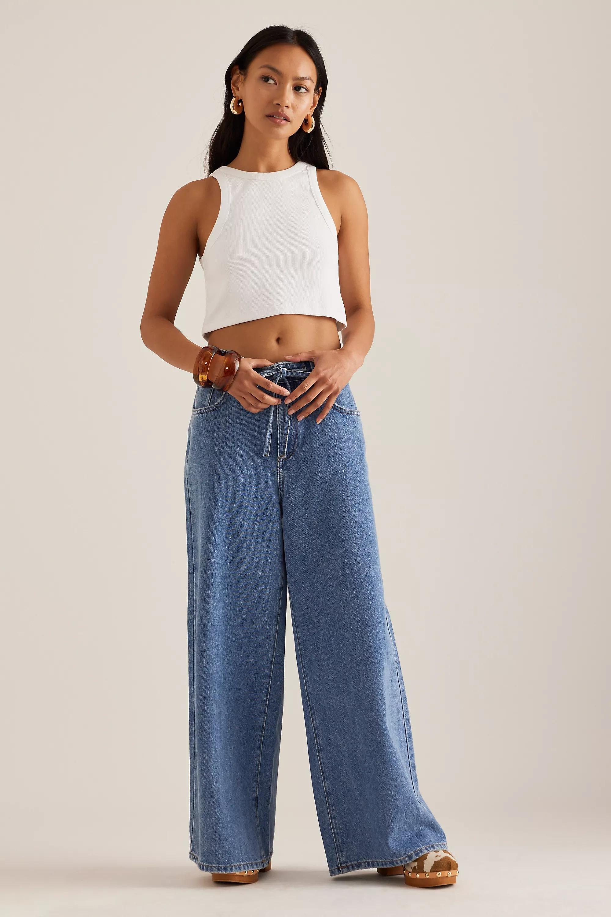 Seventy + Mochi Blake Drawstring Wide-Leg Jeans, Blue, Blue, large image number 8