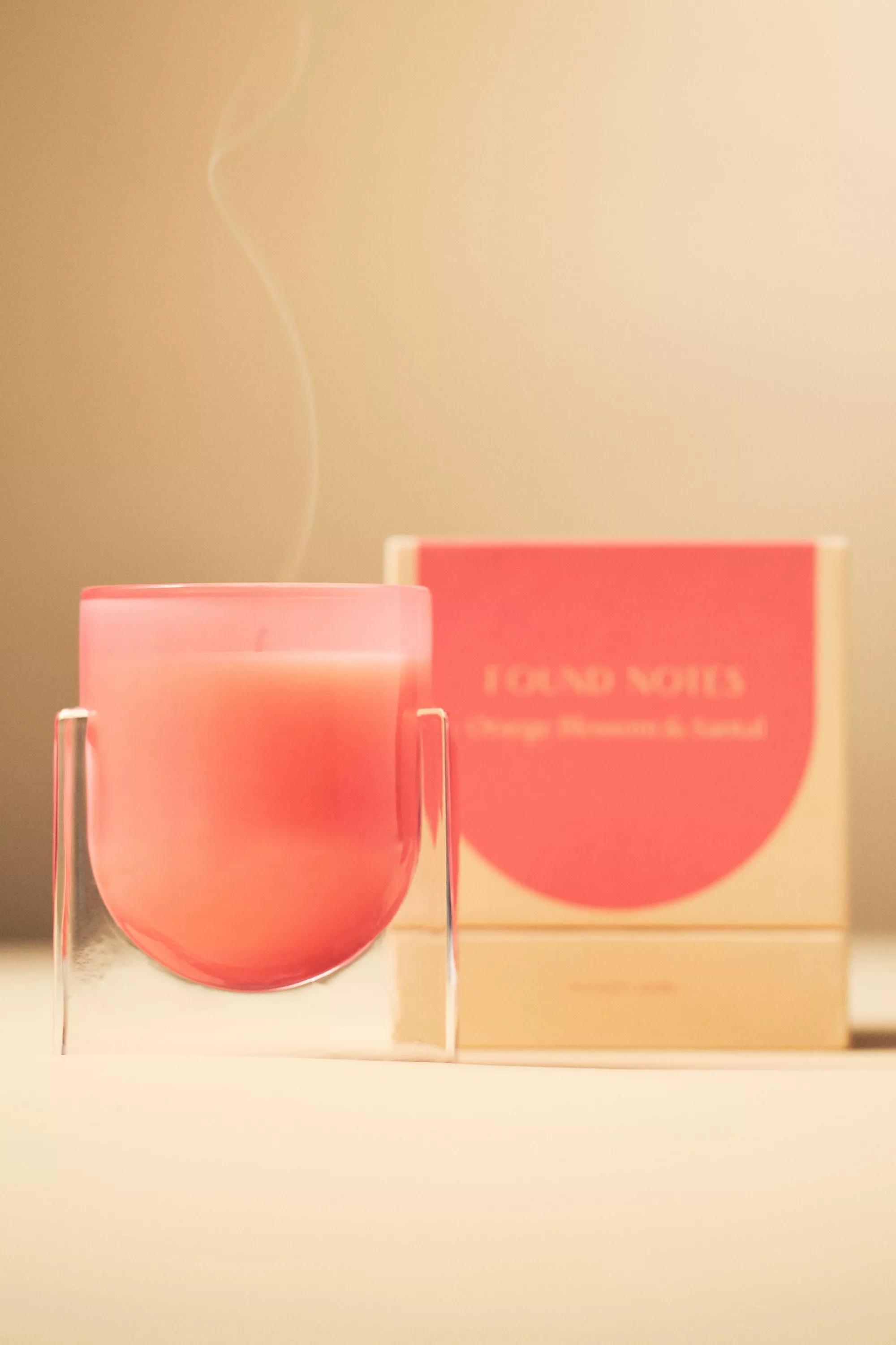 Found Notes Floral Orange Blossom & Santal Glass Candle, Orange, , medium