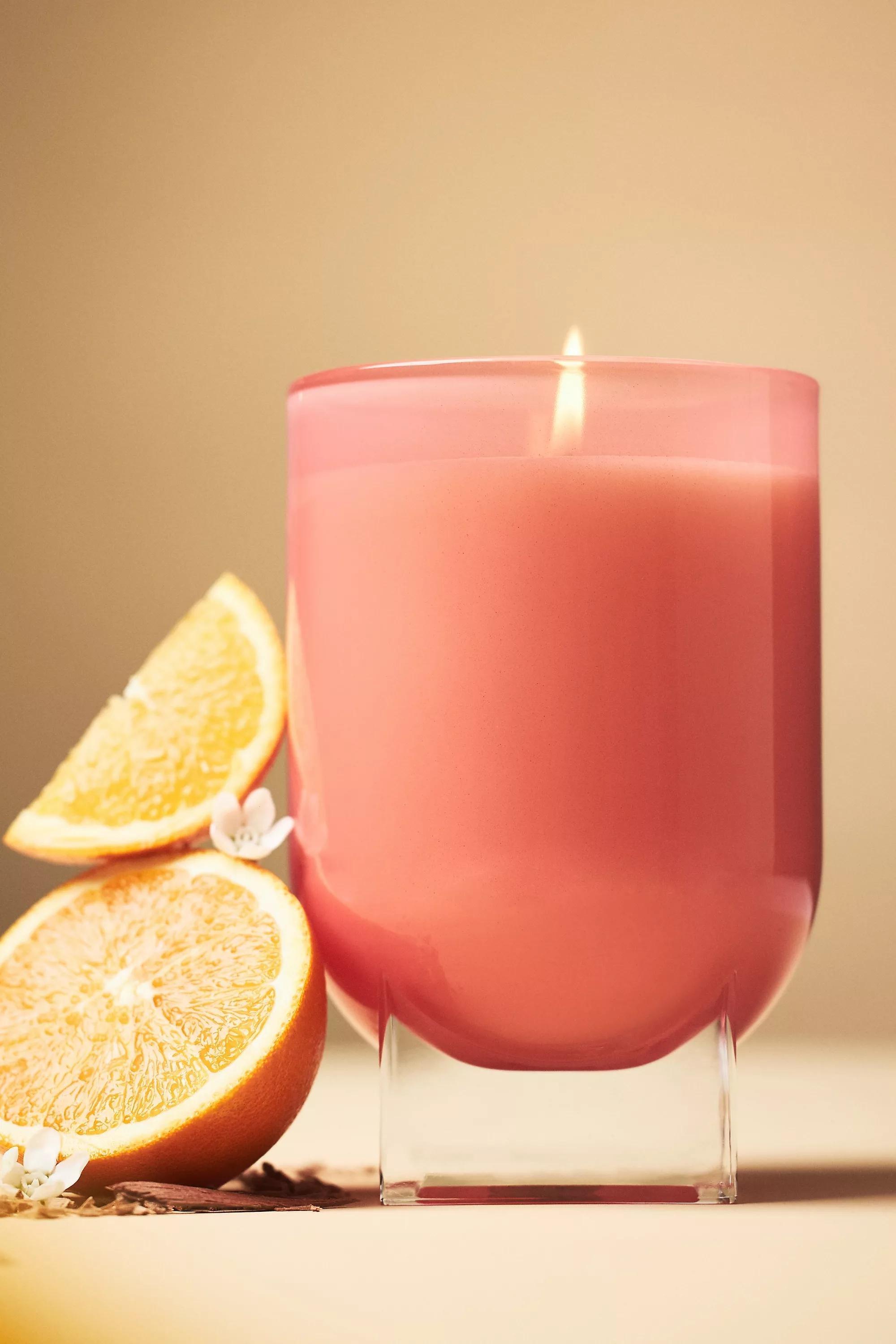 Found Notes Floral Orange Blossom & Santal Glass Candle, Orange, A501_0085, large image number 5