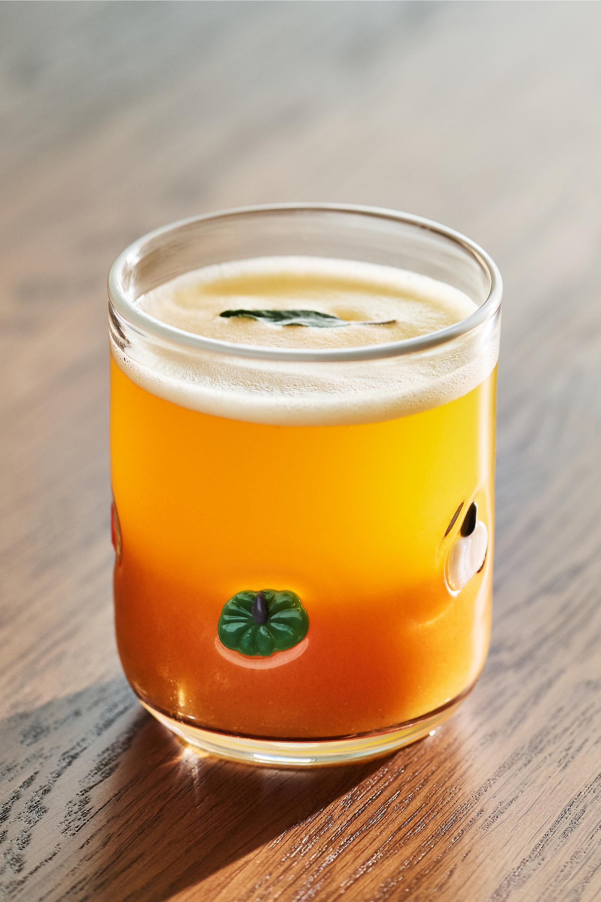 The Icon Juice Glass, Clear, Orange, medium