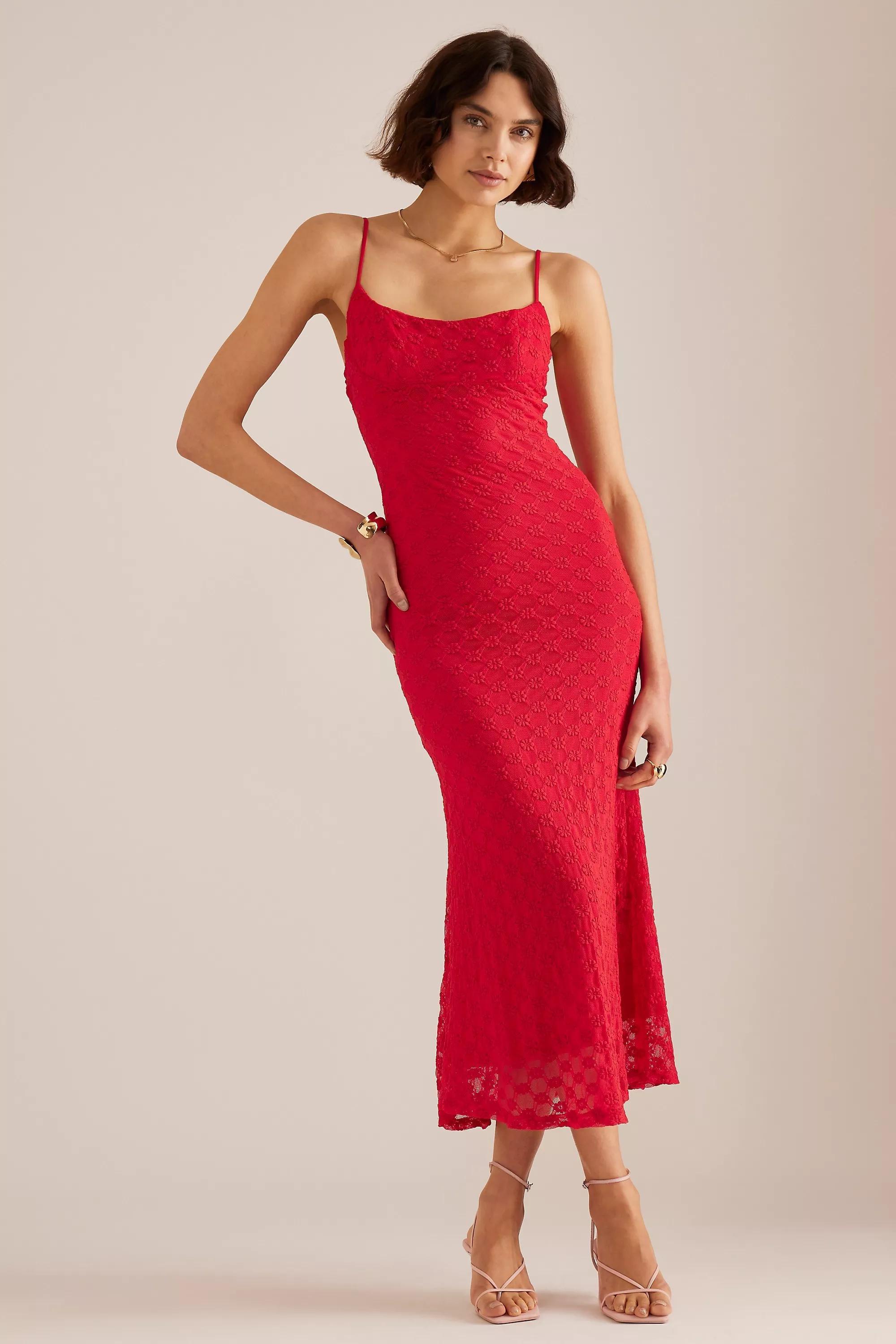 Bardot Adoni Sleeveless Mesh Midi Dress, Red, , large image number 0