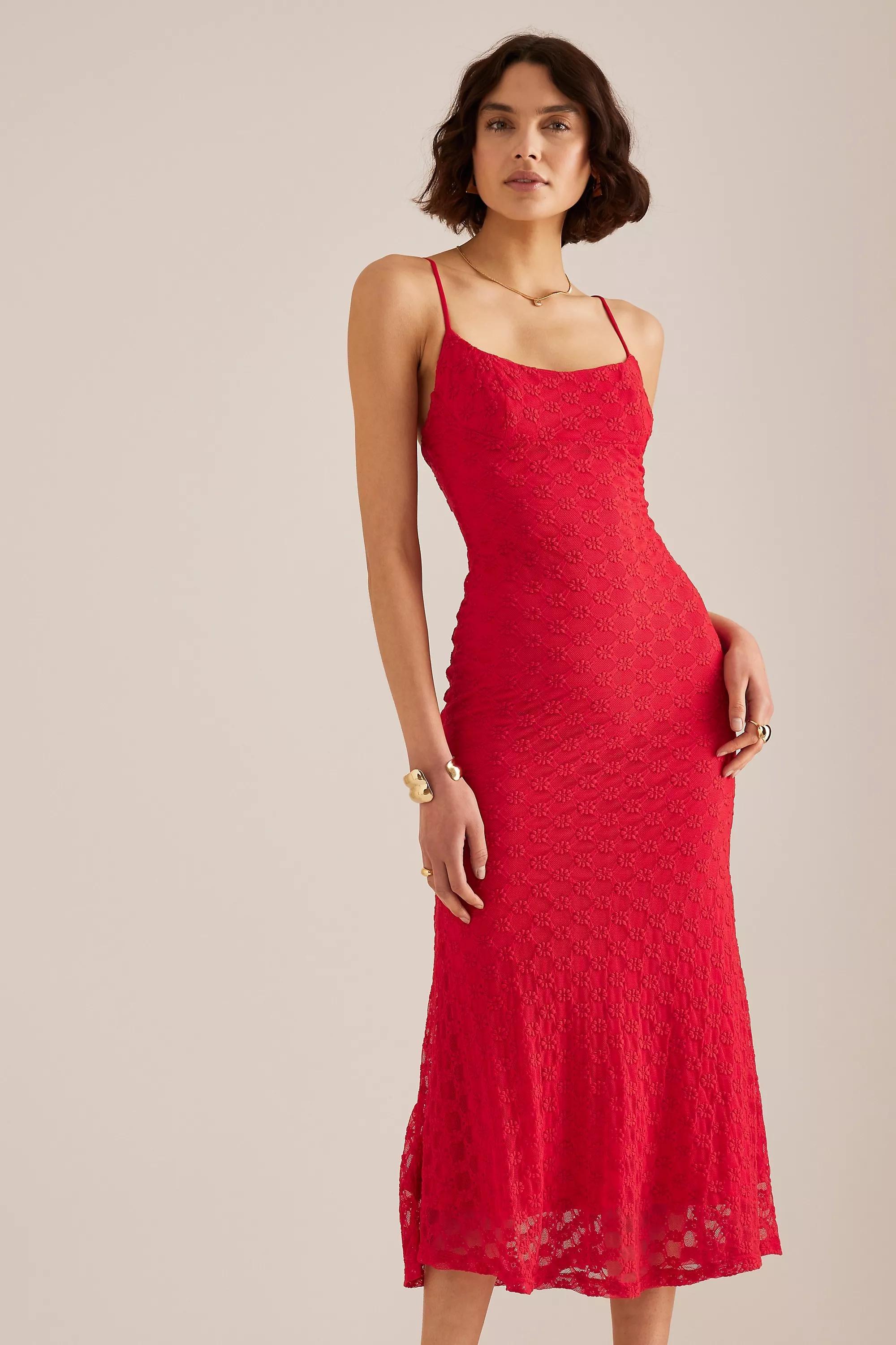 Bardot Adoni Sleeveless Mesh Midi Dress, Red, , large image number 2