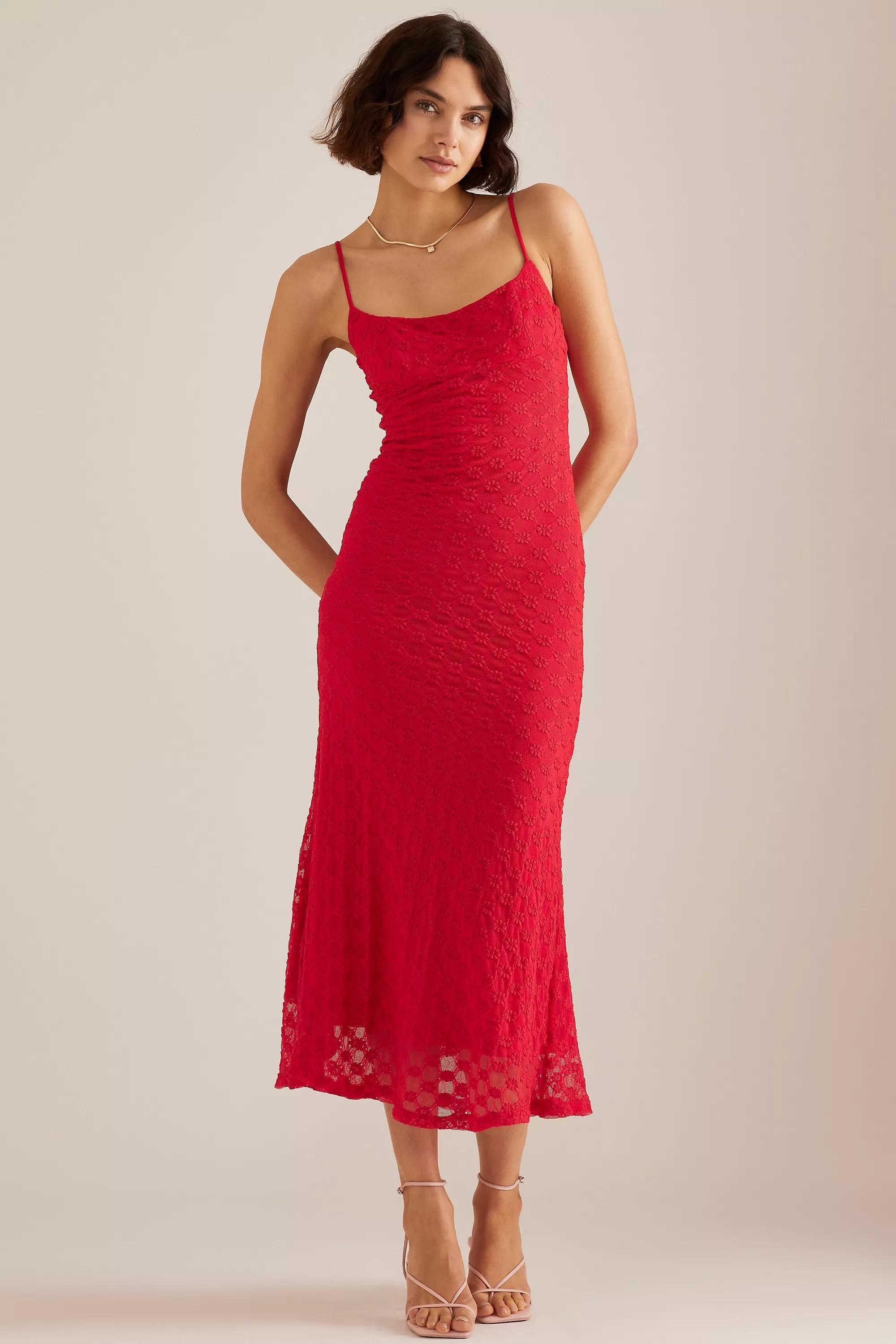 Bardot Adoni Sleeveless Mesh Midi Dress, Red, , large image number 3