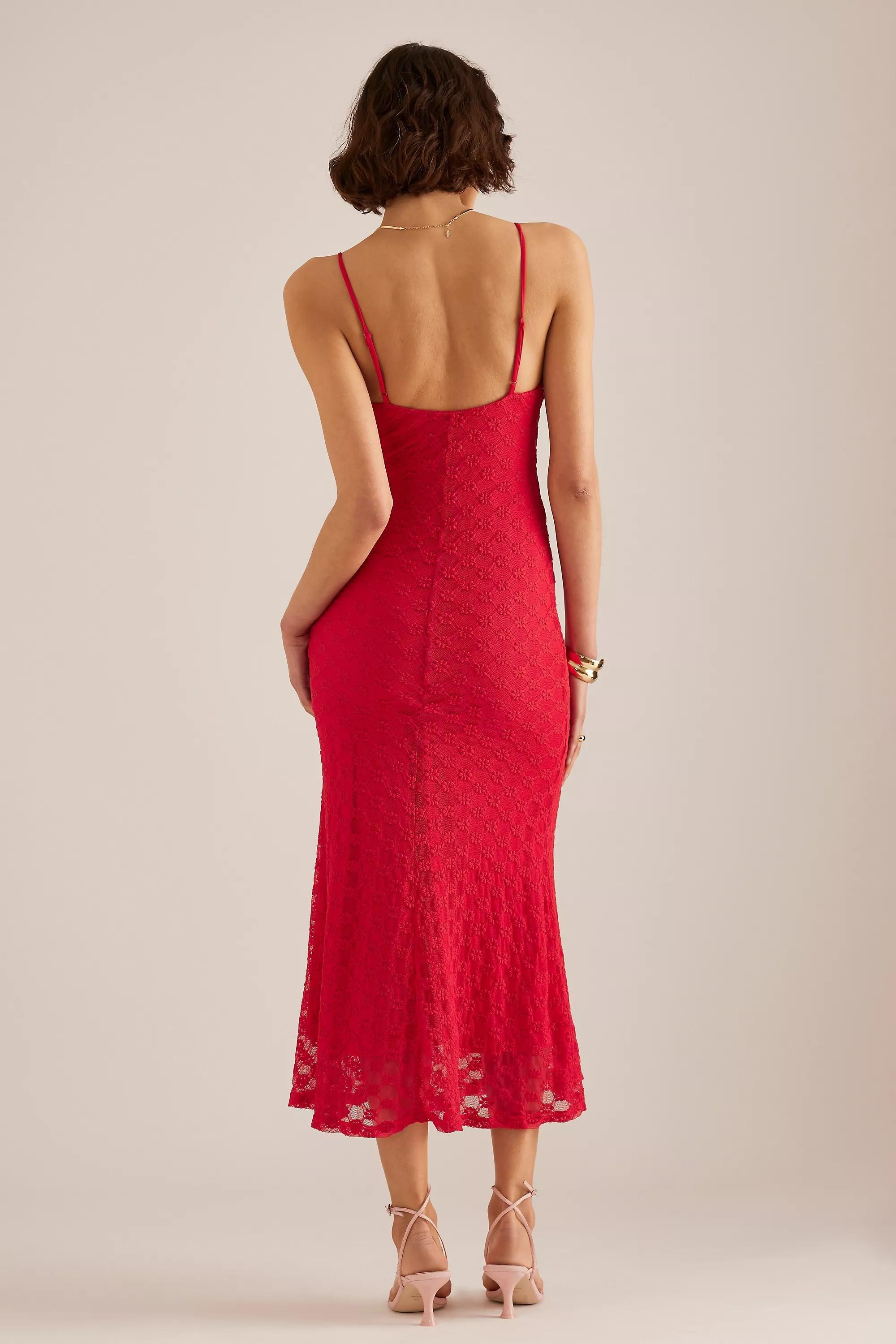Bardot Adoni Sleeveless Mesh Midi Dress, Red, , large image number 4
