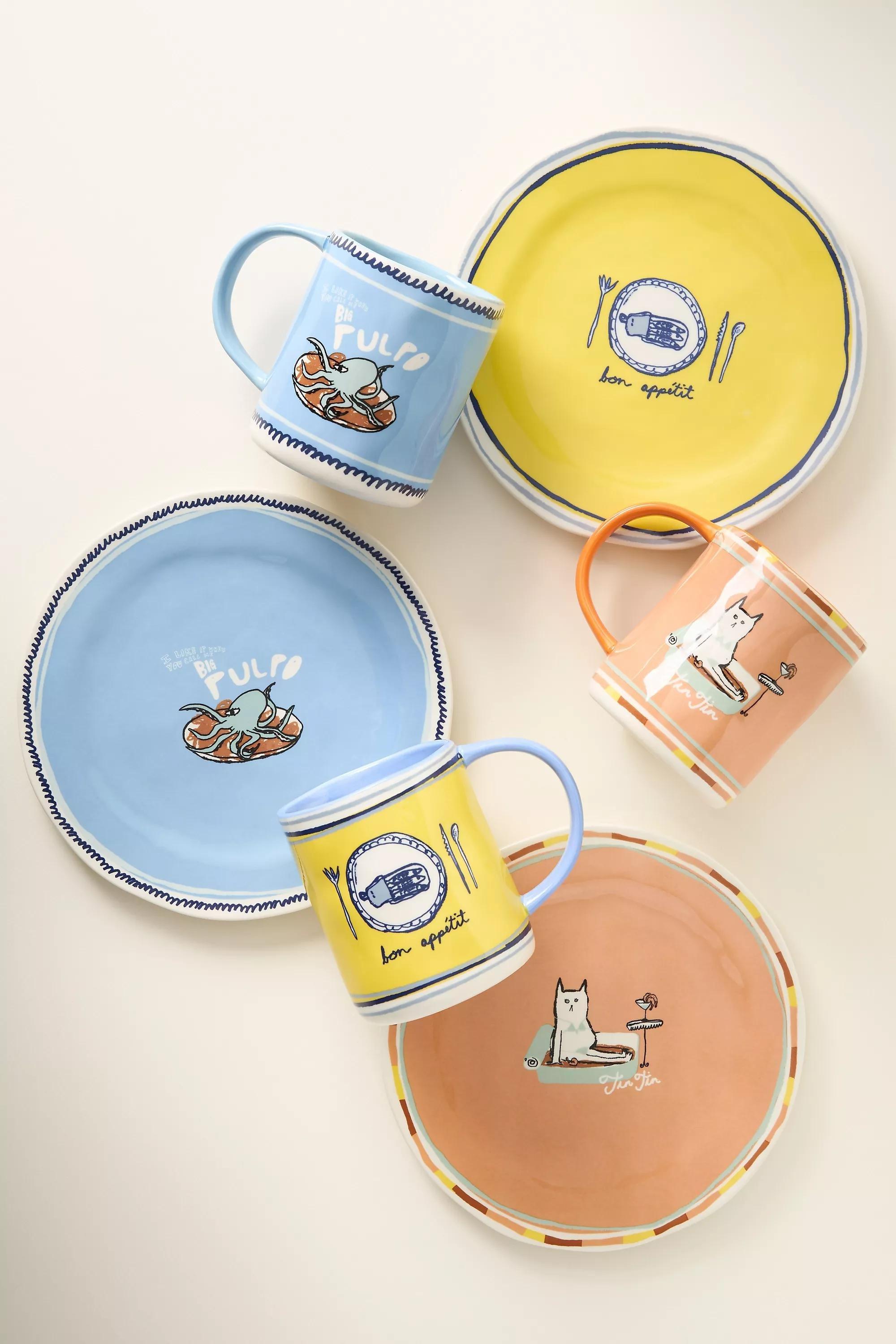 Orange tinned Fish Candle Stoneware Mug, A501_0085, large image number 0