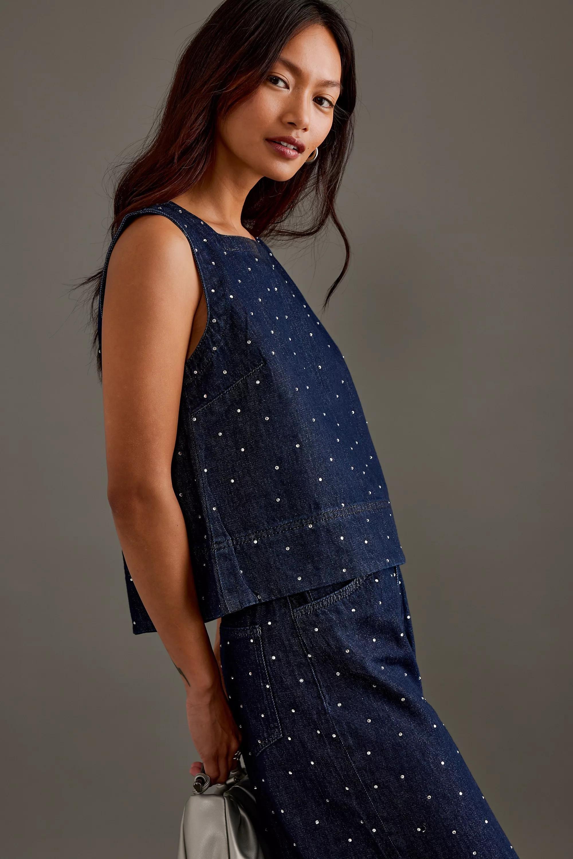 Anthropologie Polka Dot Blouse, Blue, , large image number 0