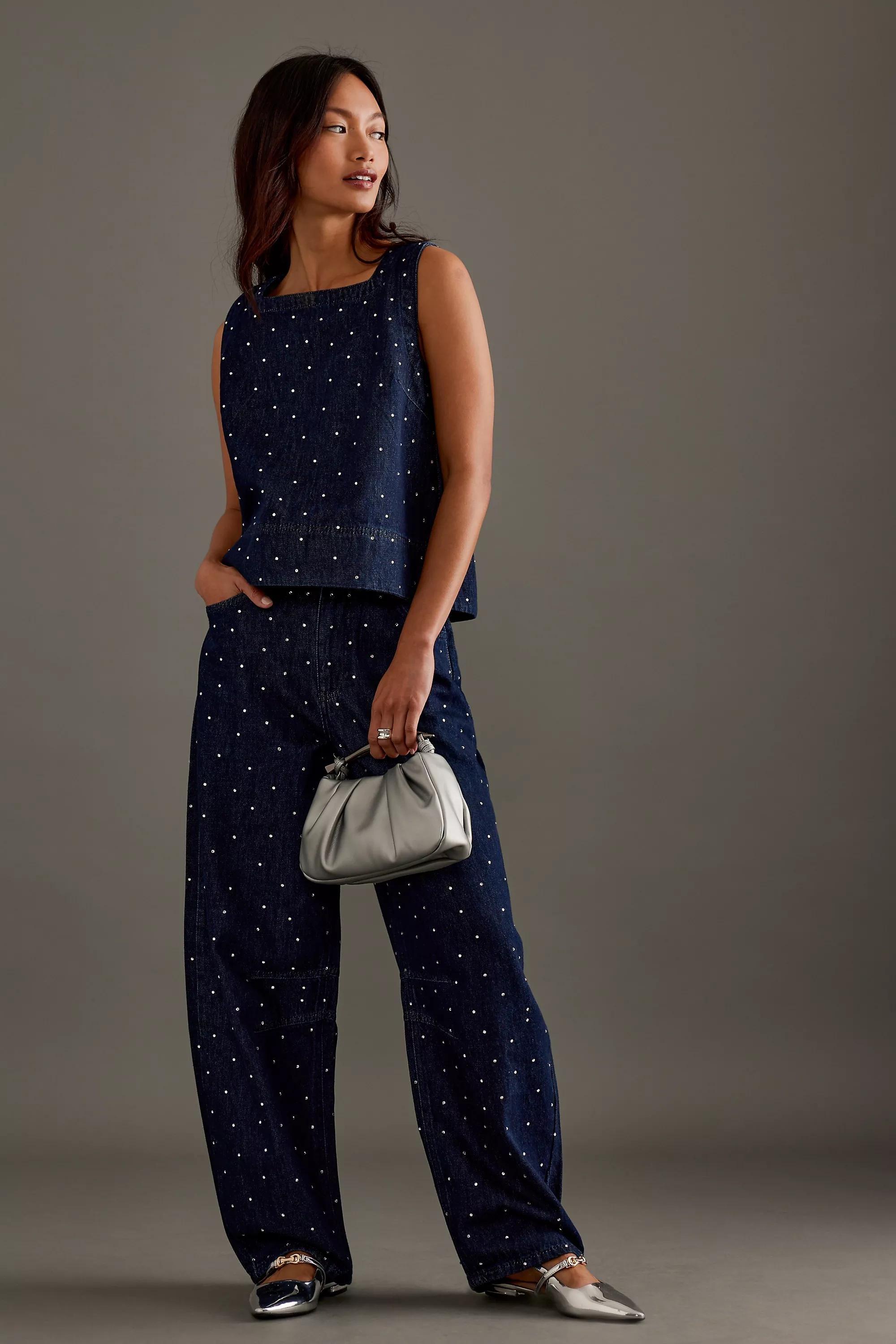 Anthropologie Polka Dot Blouse, Blue, , large image number 1