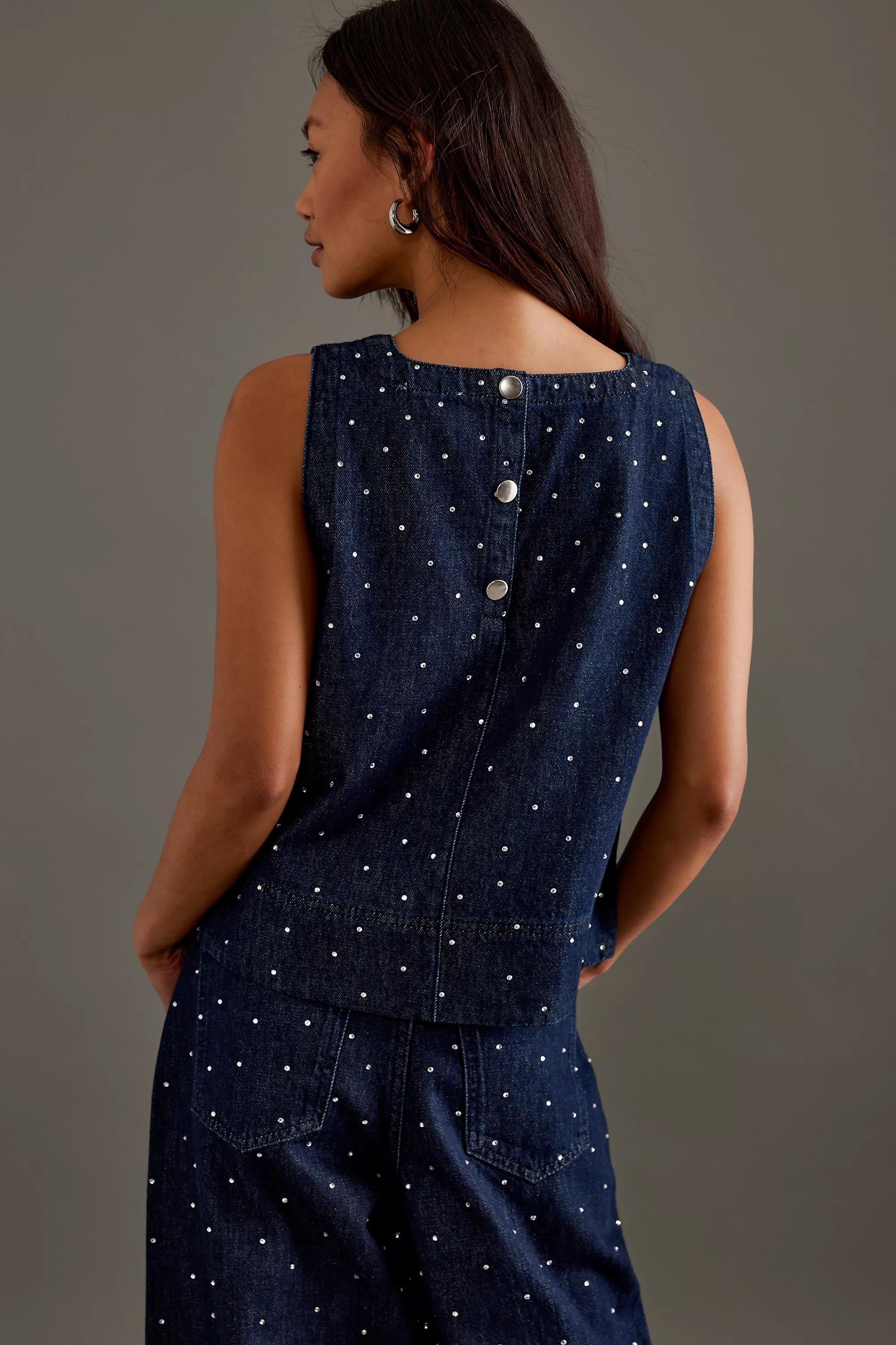 Anthropologie Polka Dot Blouse, Blue, , large image number 3
