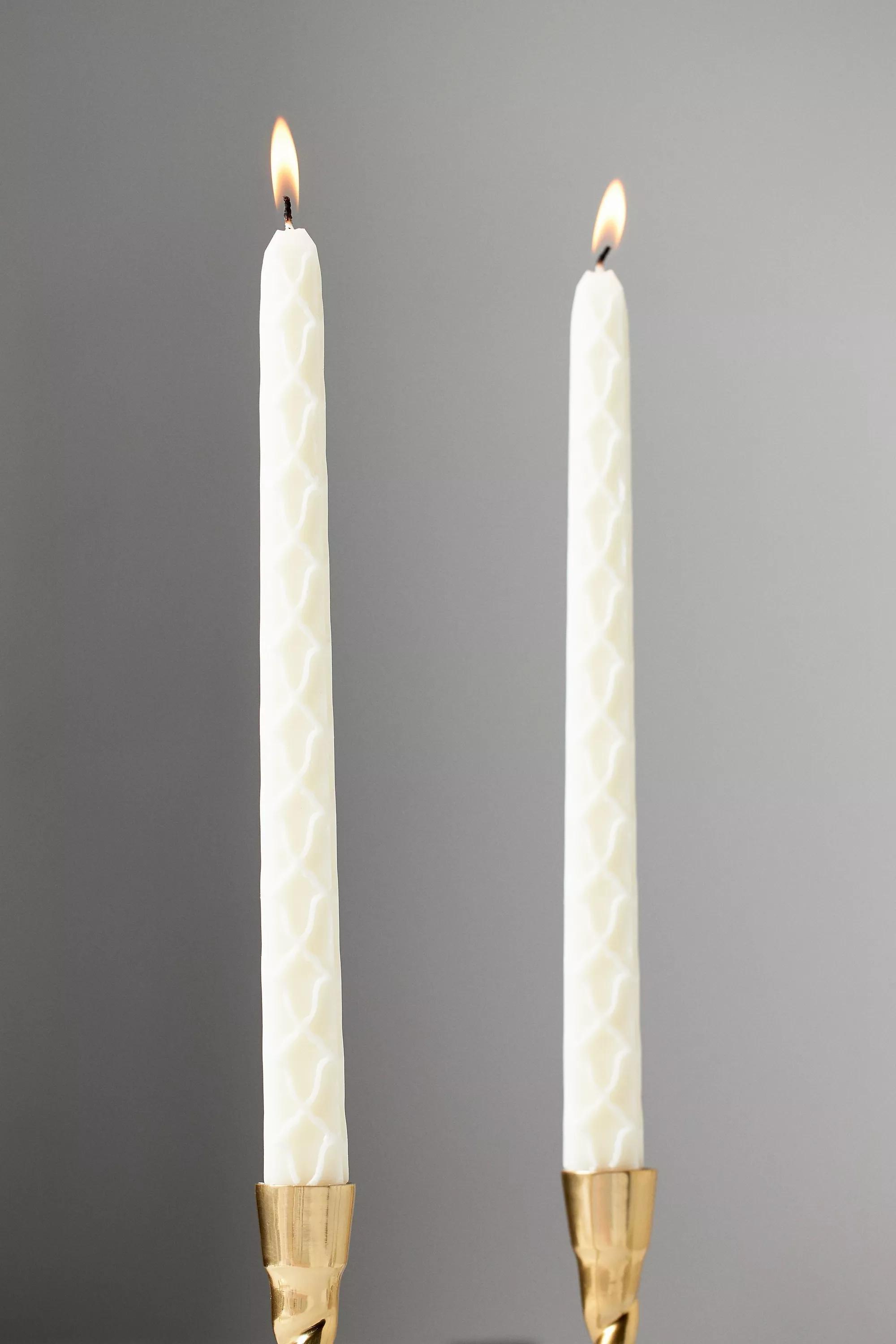 Farah Carved Taper Candles, Set Of 2, Cream, A501_0011, large image number 0