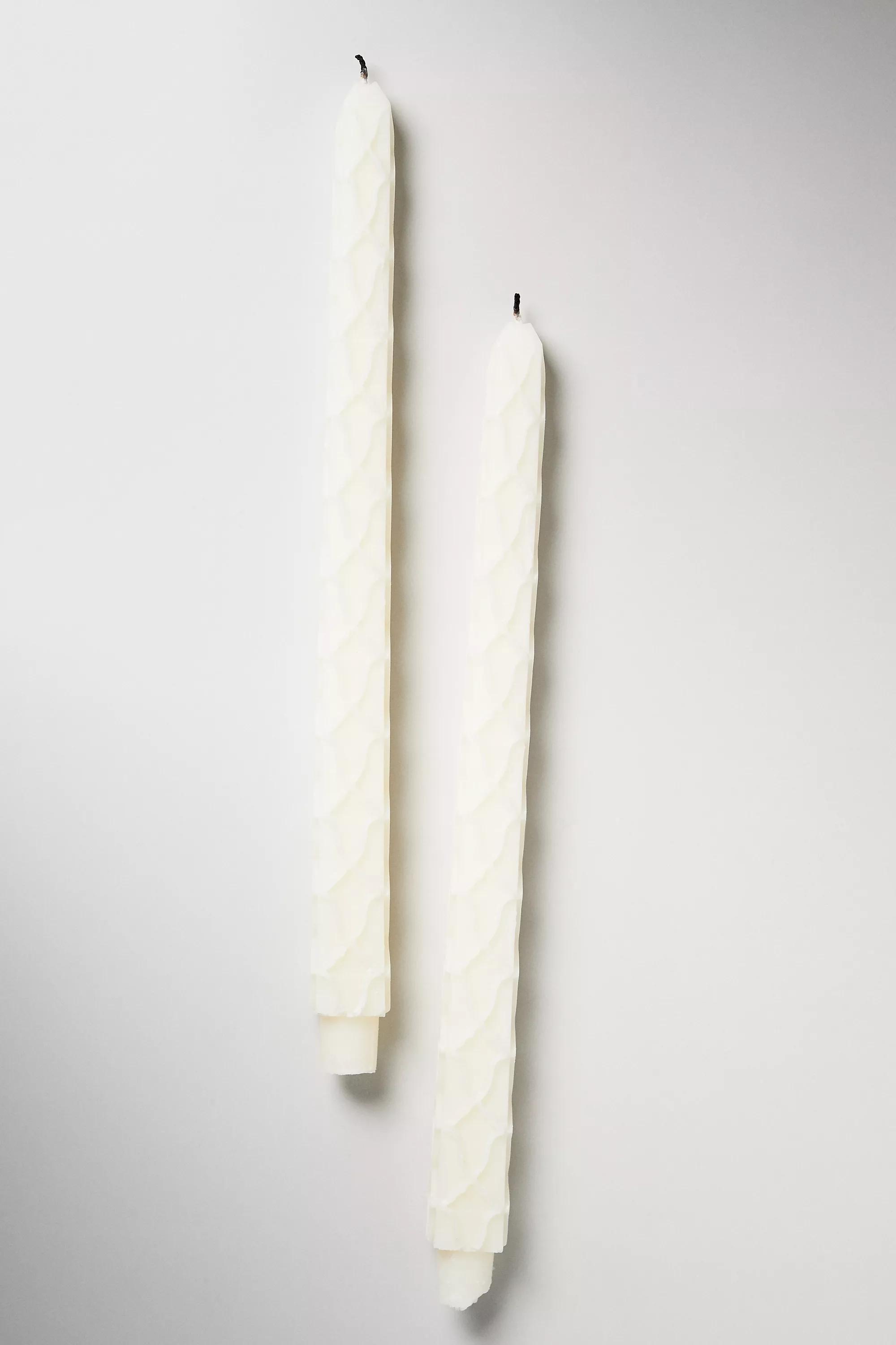 Farah Carved Taper Candles, Set Of 2, Cream, A501_0011, large image number 1