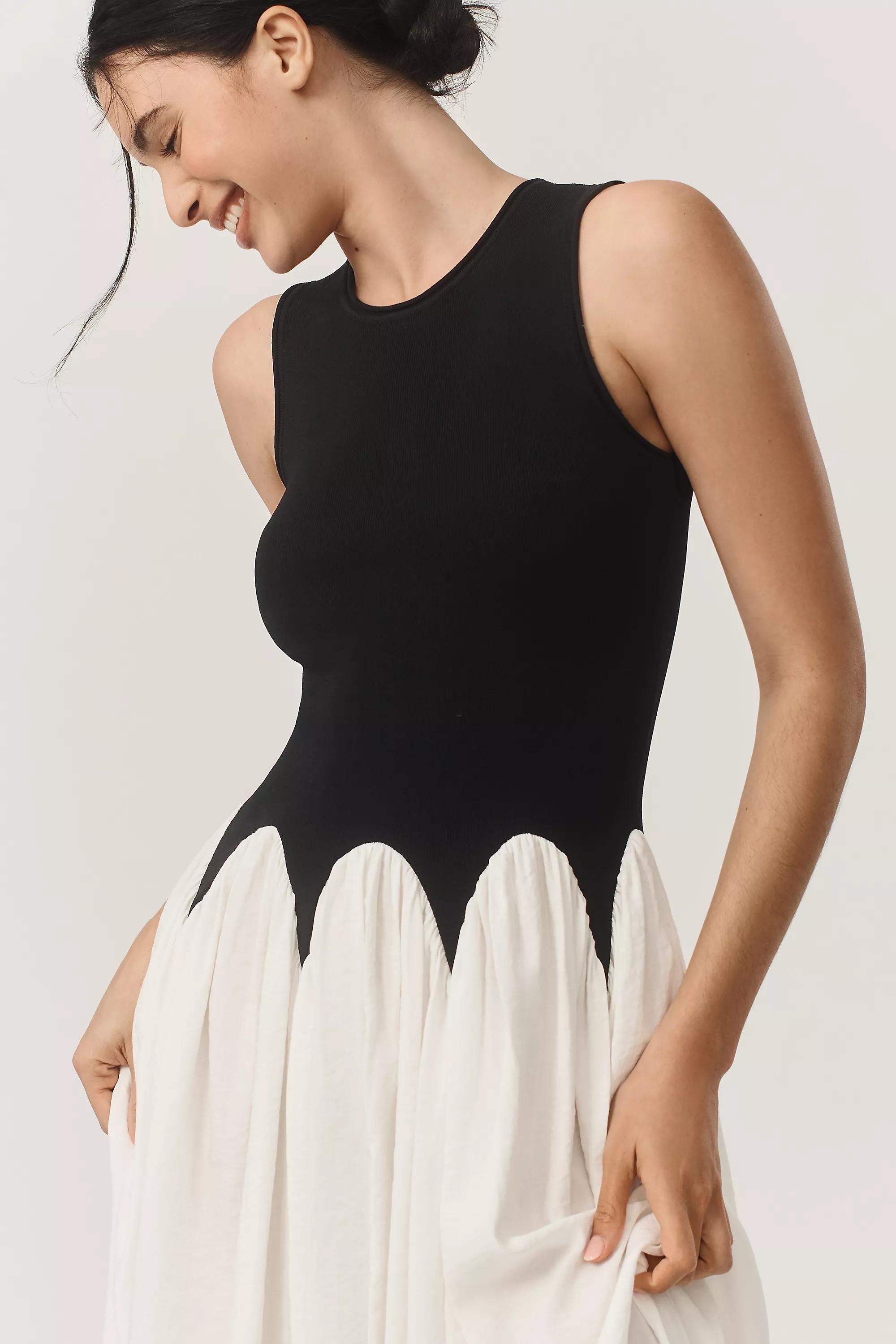 Siempre Michelle Sleeveless Colourblock Midi Dress, Black, A501_0001, large image number 1