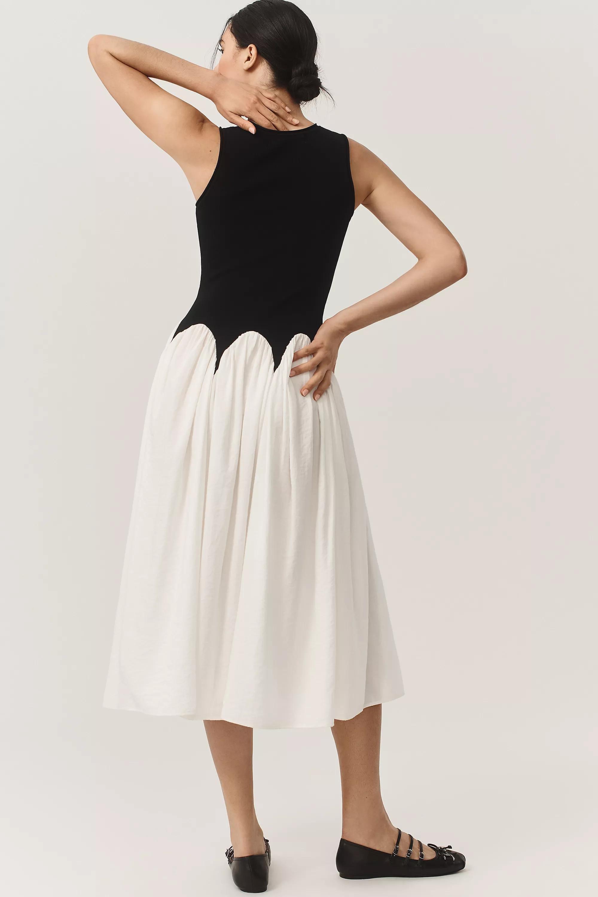 Siempre Michelle Sleeveless Colourblock Midi Dress, Black, A501_0001, large image number 3