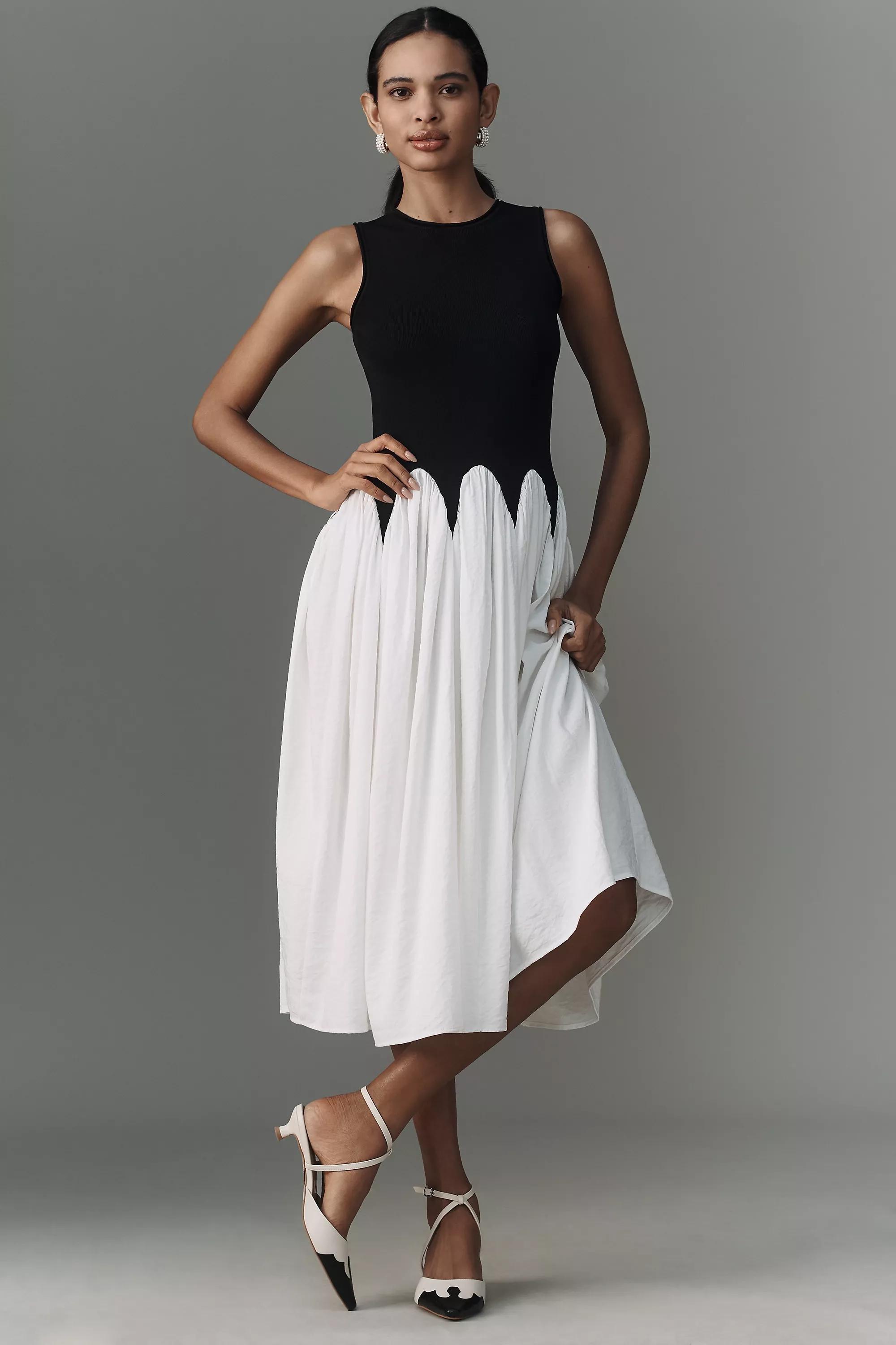 Anthropologie  Block A-Line Brunch Midi, Black, , medium