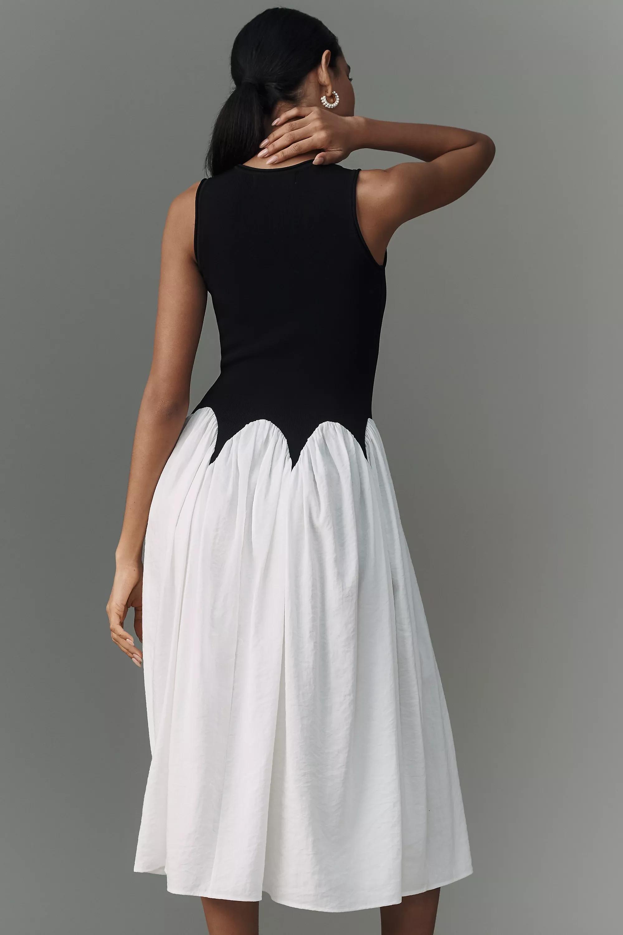 Anthropologie  Block A-Line Brunch Midi, Black, , large image number 1