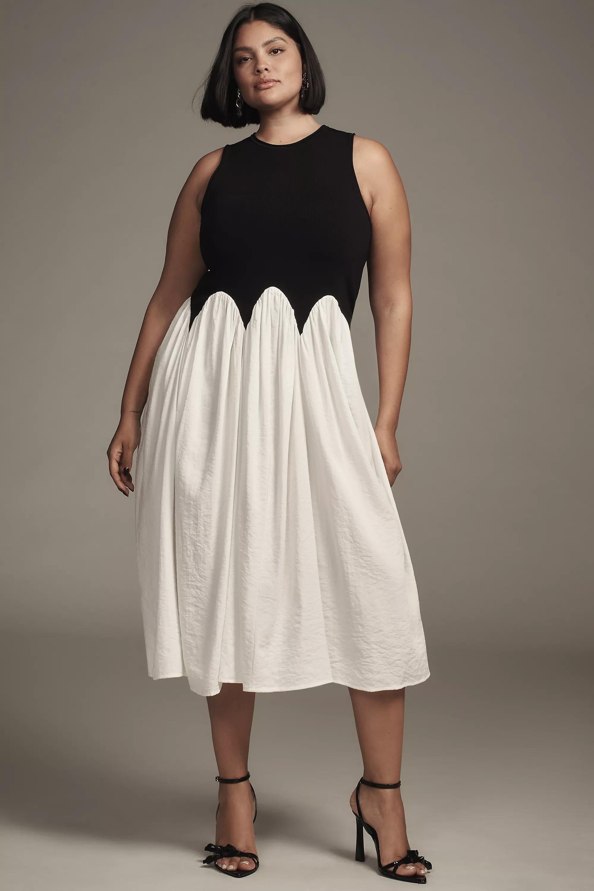 Anthropologie  Block A-Line Brunch Midi, Black, , large image number 3