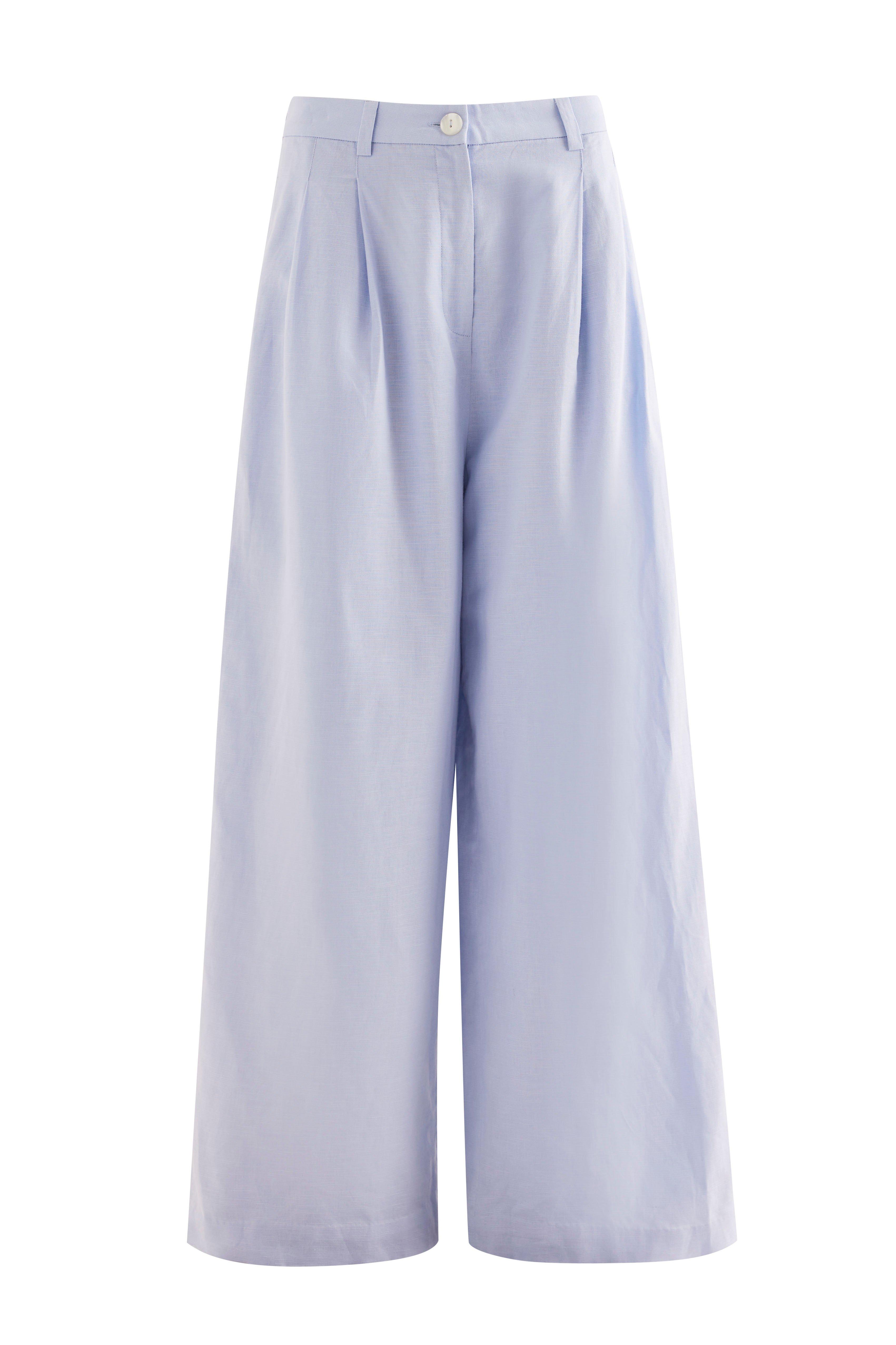 Fe Linen Tailored Pants, Blue, , large image number 0