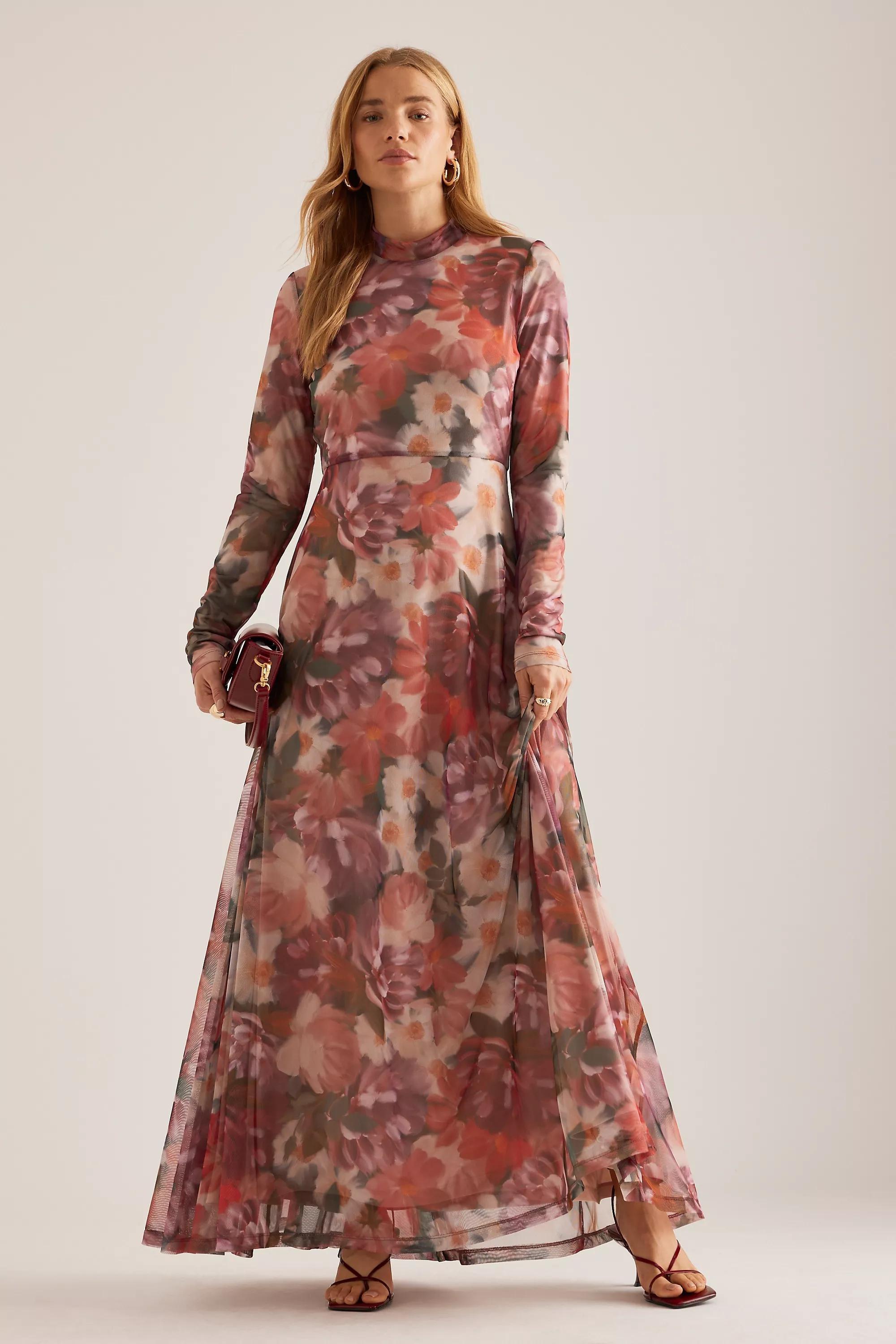 Anthropologie Floral A-Line Romantic Maxi, Pink, , large image number 0