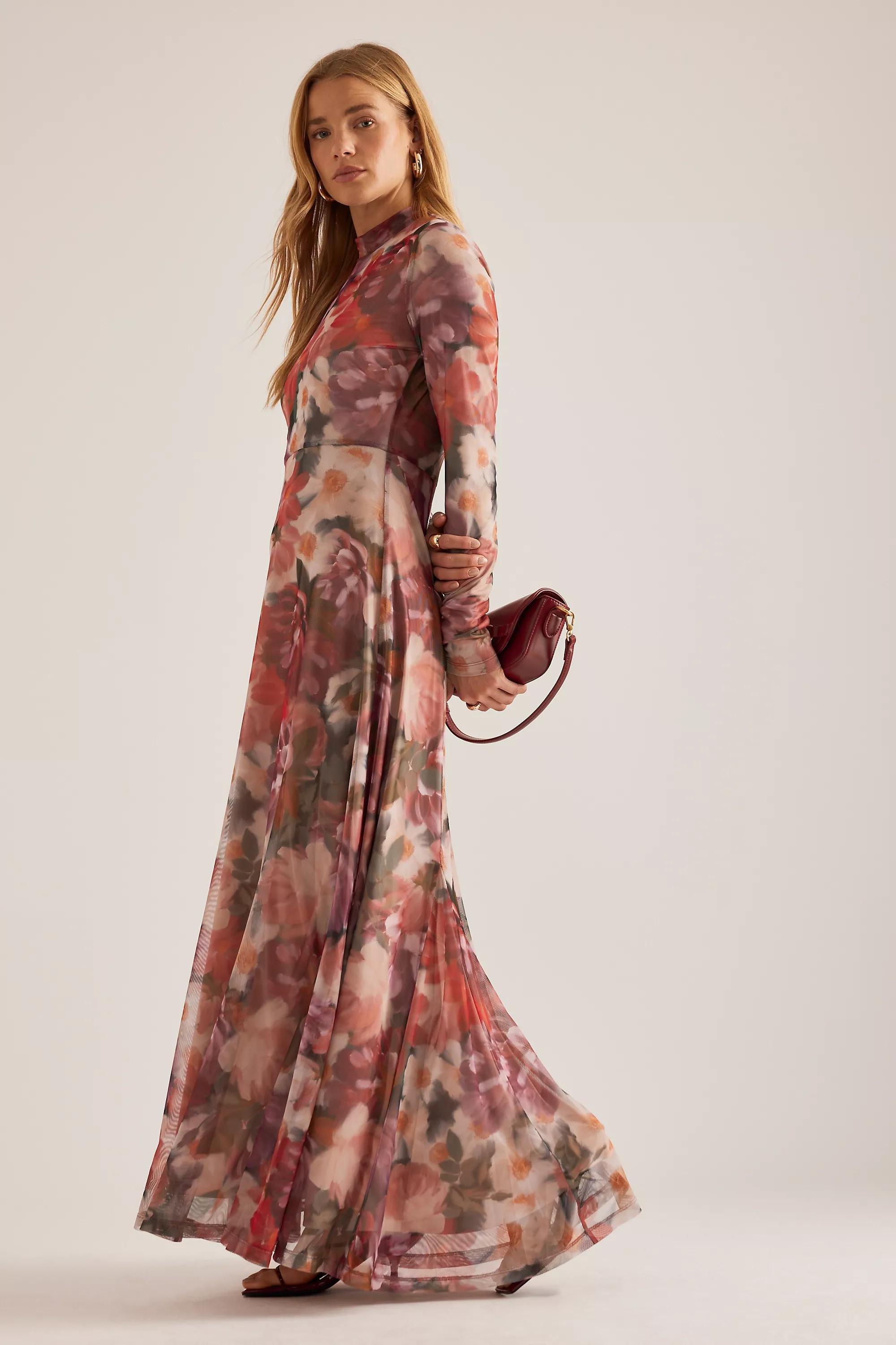 Anthropologie Floral A-Line Romantic Maxi, Pink, , large image number 2