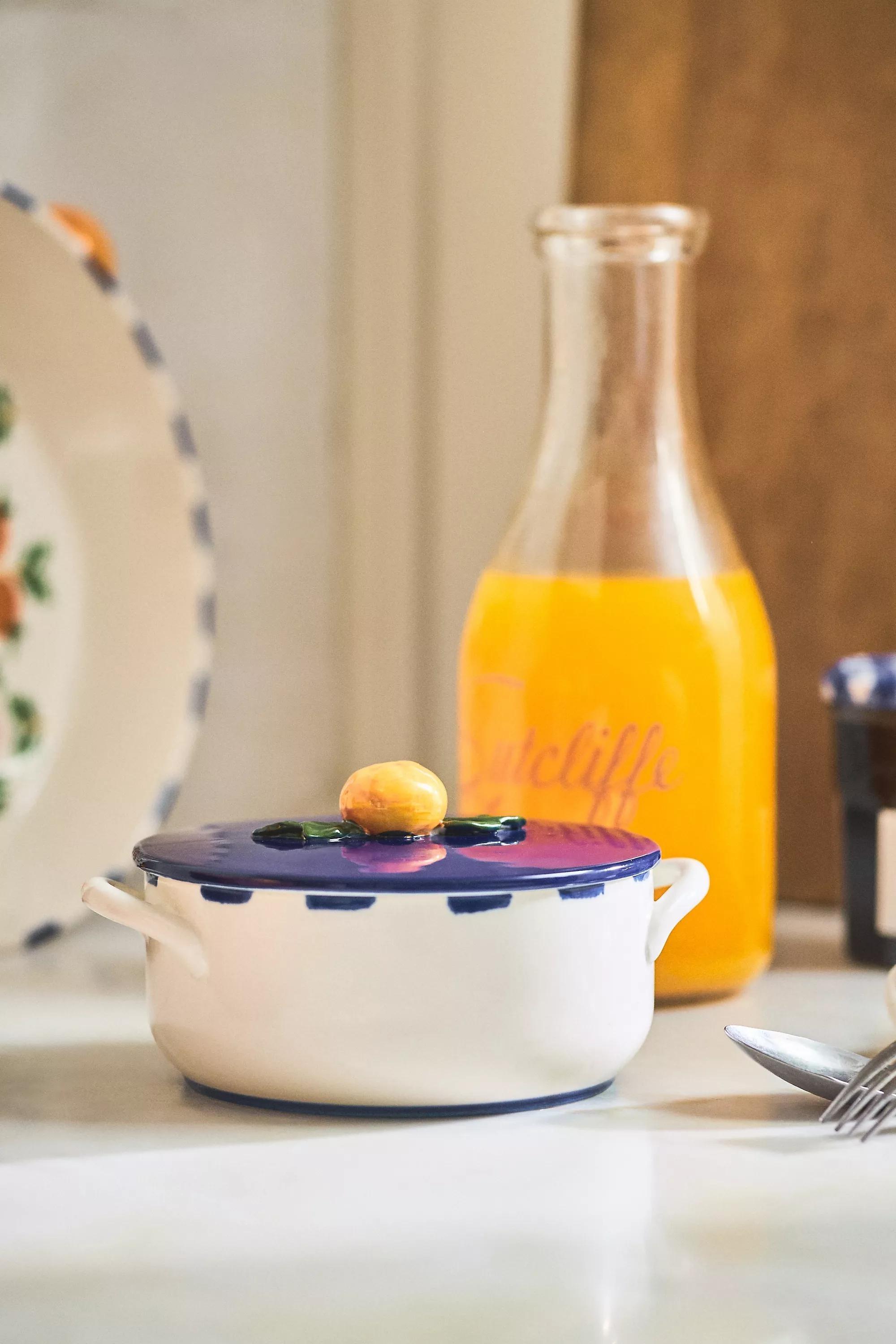 Orange Pattern Valencia Stoneware Cocotte, A501_0089, large image number 0