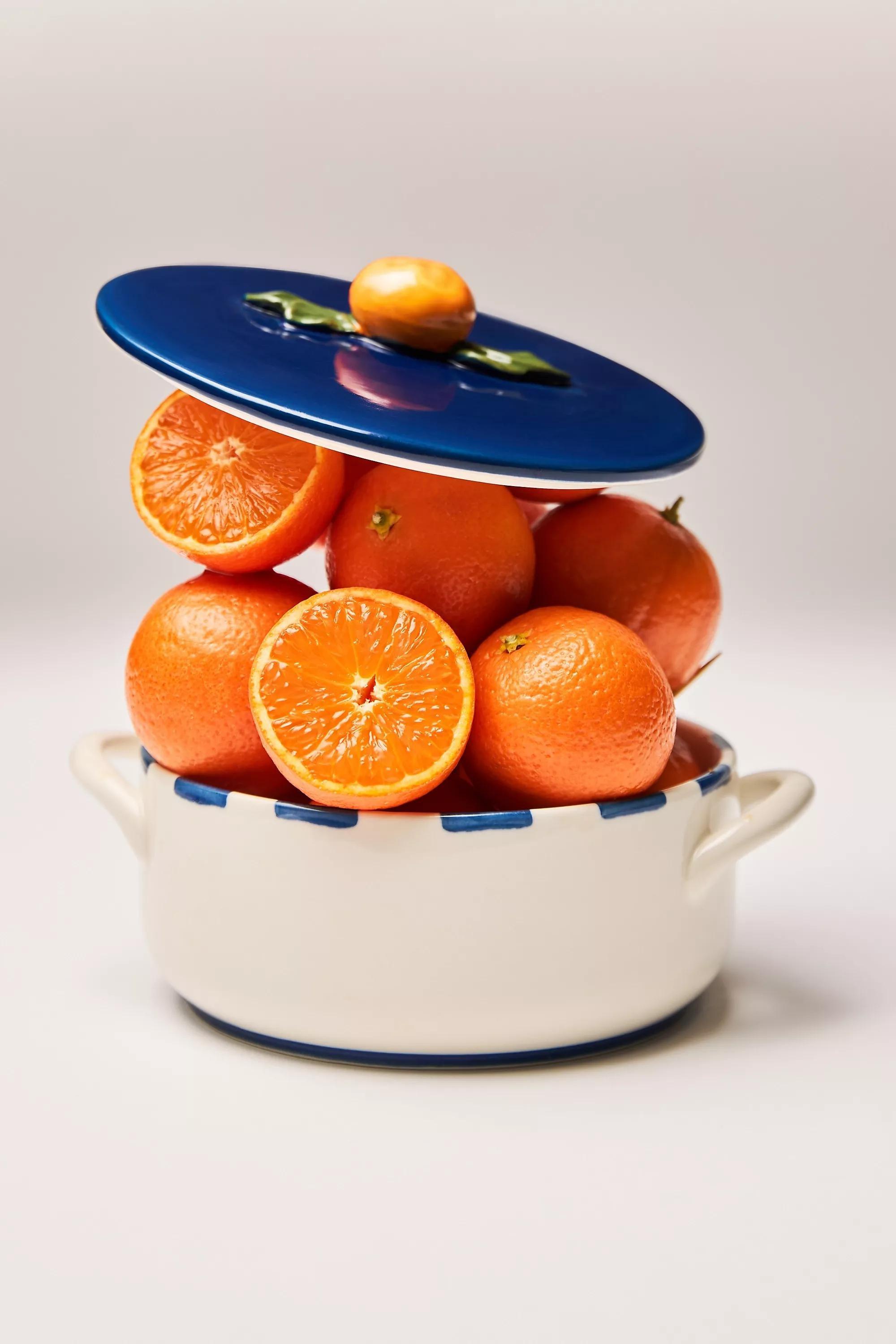 Orange Pattern Valencia Stoneware Cocotte, A501_0089, large image number 1