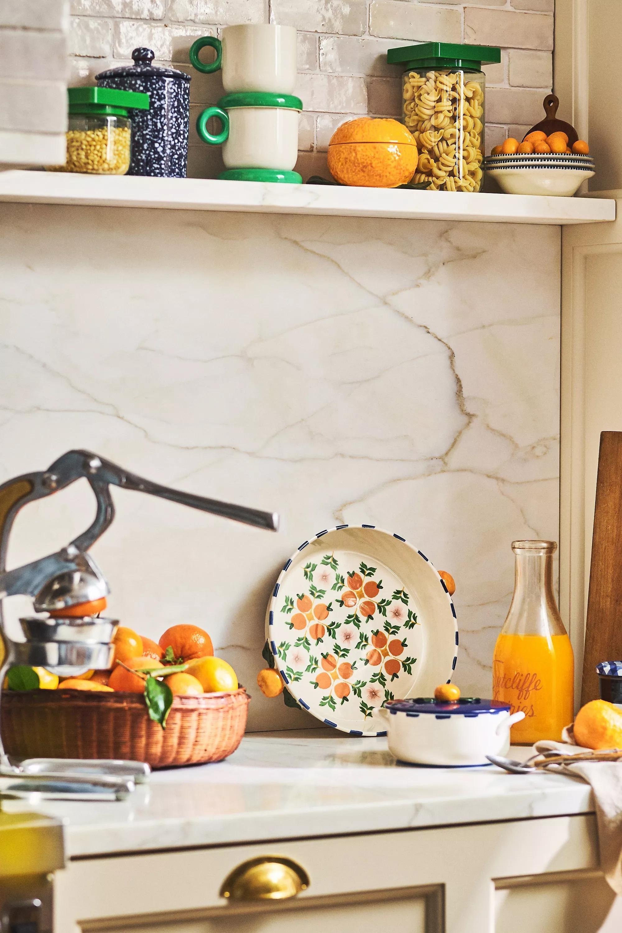 Orange Pattern Valencia Stoneware Cocotte, A501_0089, large image number 2