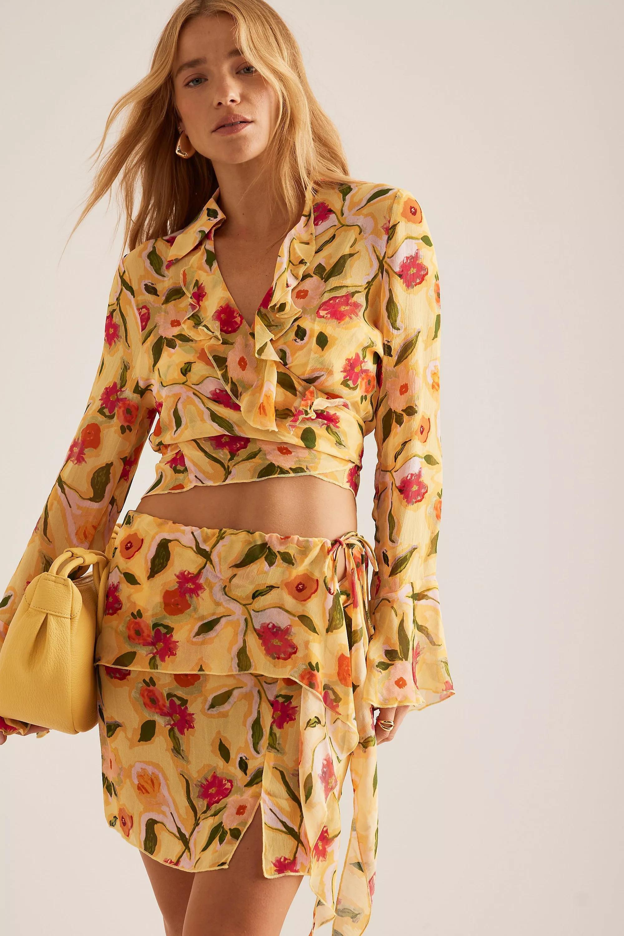 Anthropologie Floral Wrap Mini Skirt, , large image number 0