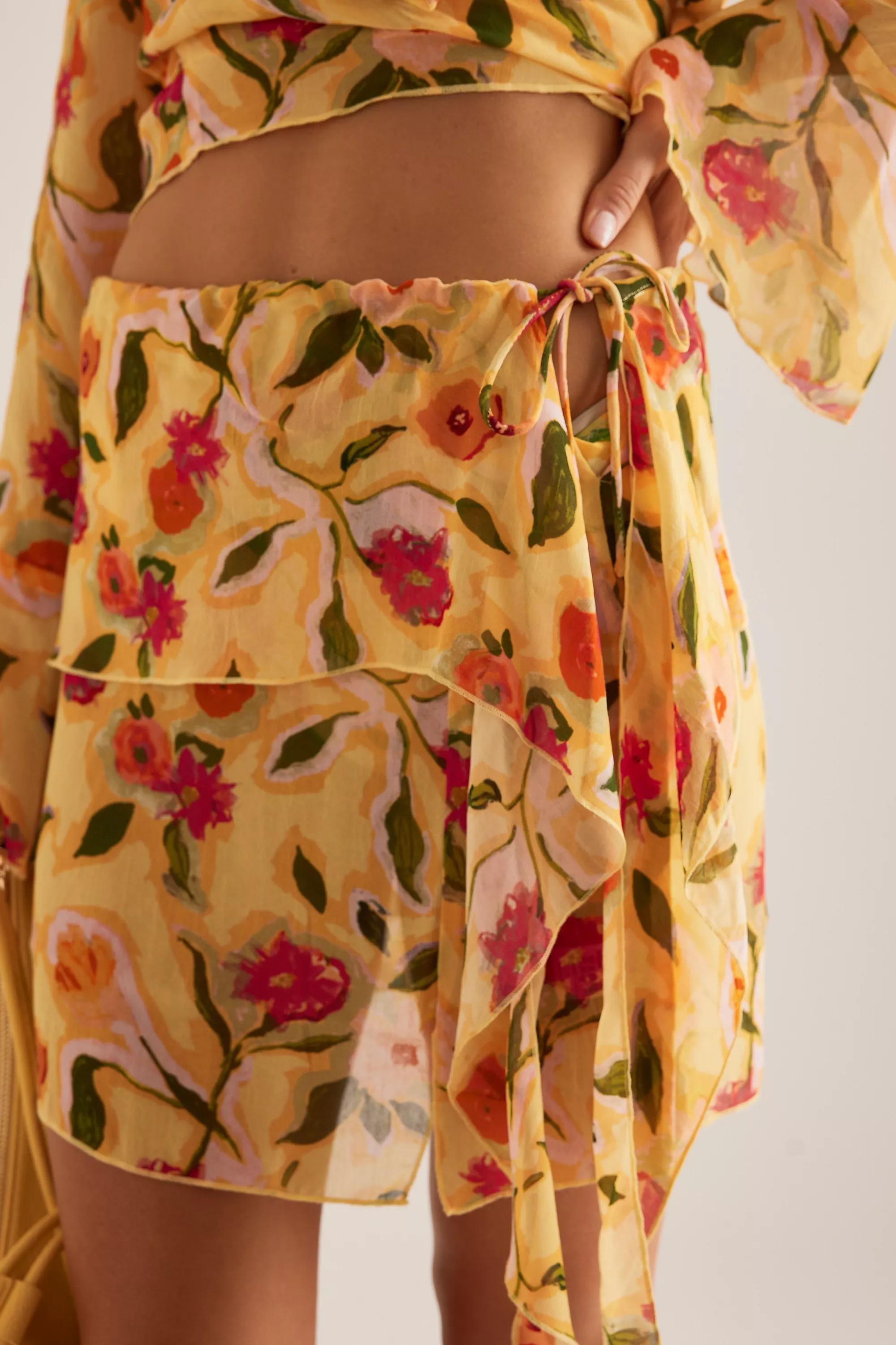 Anthropologie Floral Wrap Mini Skirt, , large image number 3