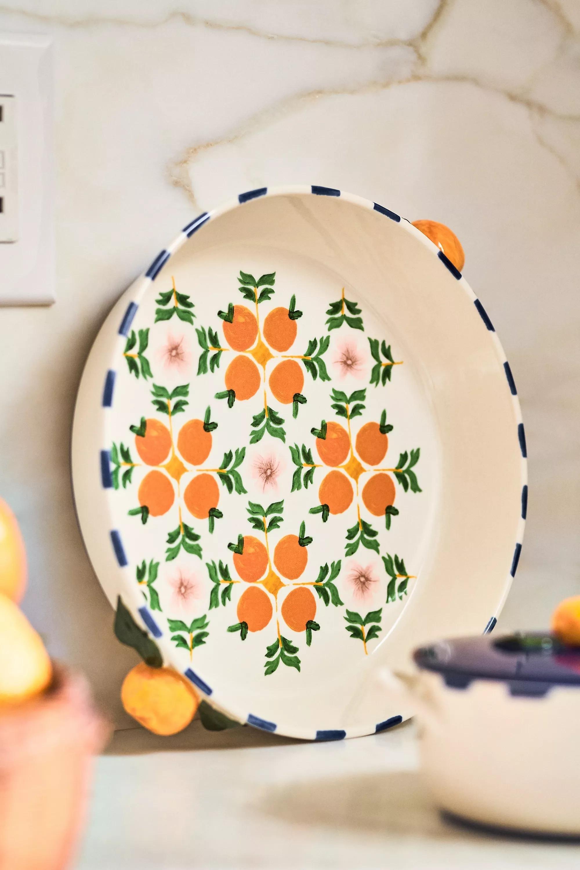 Valencia Stoneware Pie Dish, Orange, , medium