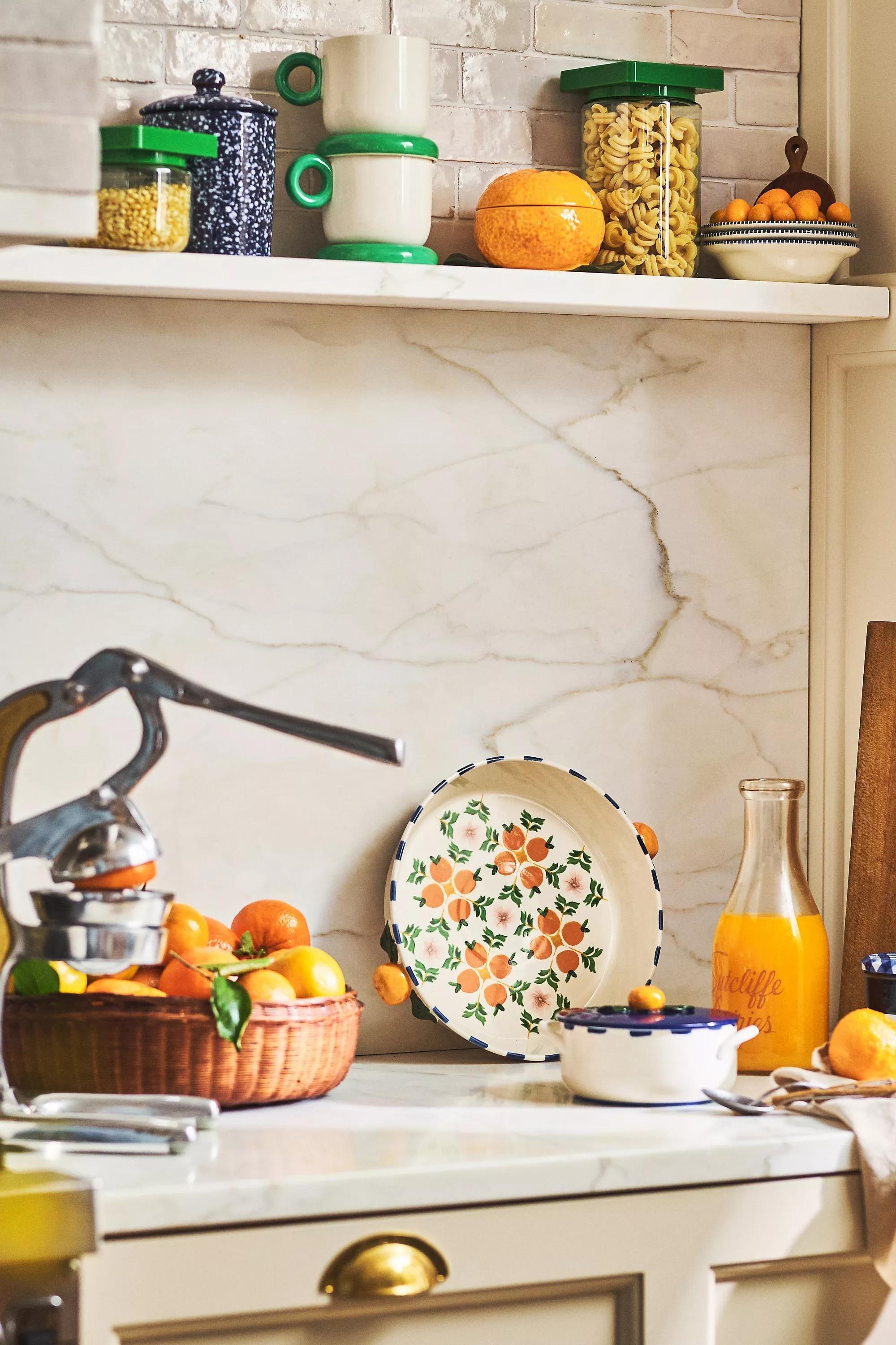 ORANGE PATTERN Valencia Stoneware Pie Dish, A501_0089, large image number 1