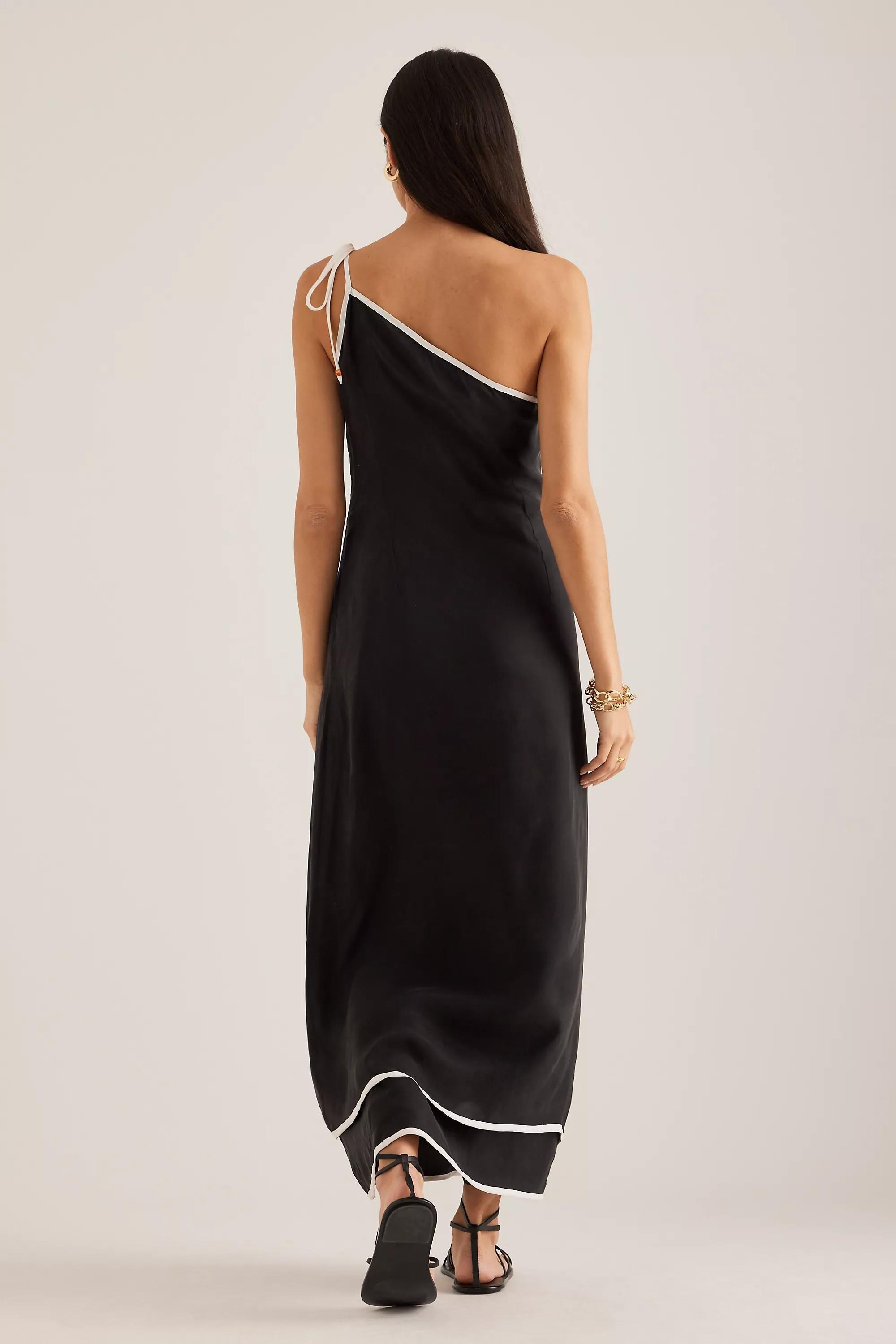 Anthropologie Graphic Print Slip Maxi Dress, Black, , large image number 4