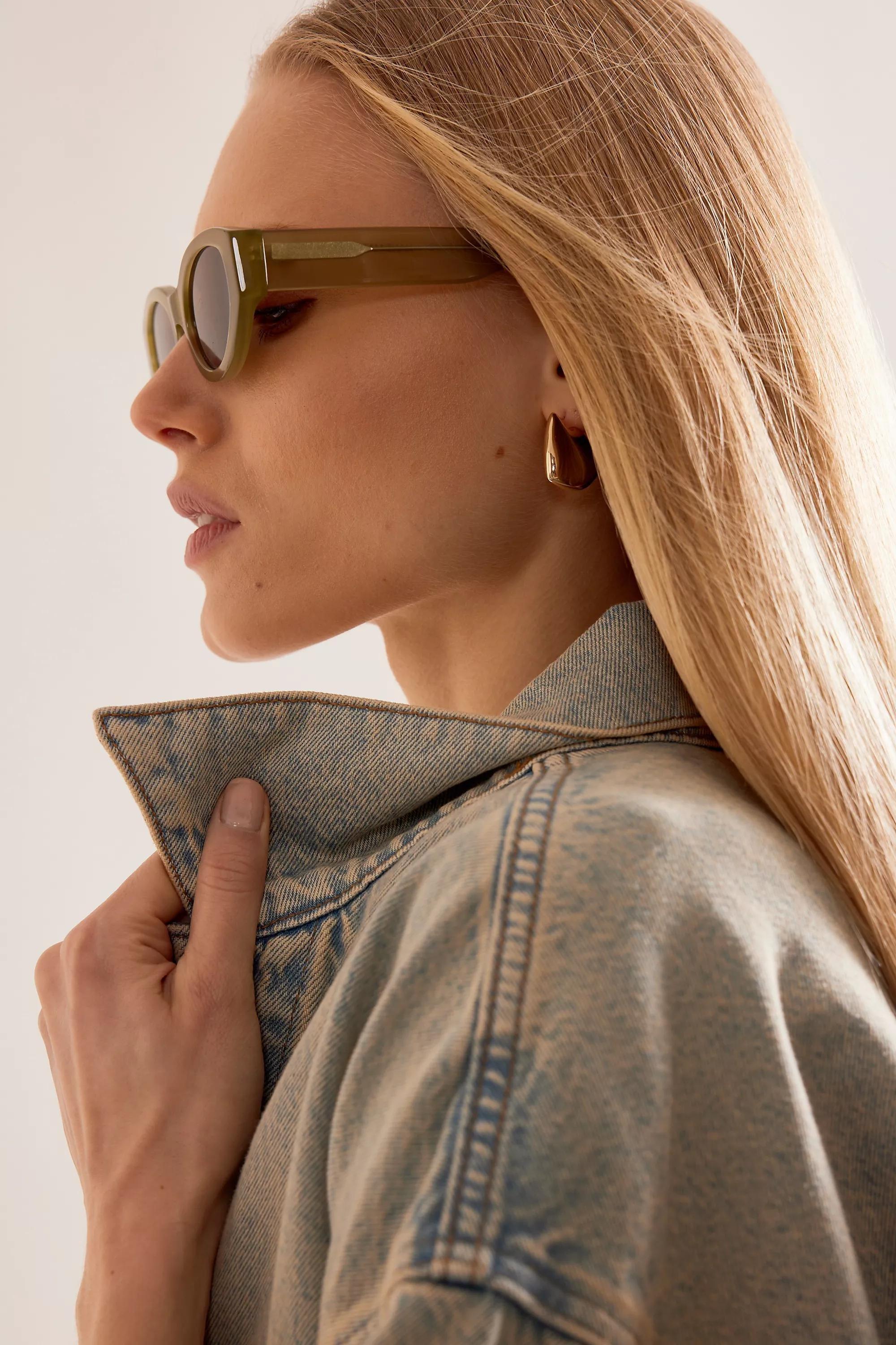 The Darcy Acetate Rounded Rectangular Sunglasses, Green, A501_0030, large image number 1