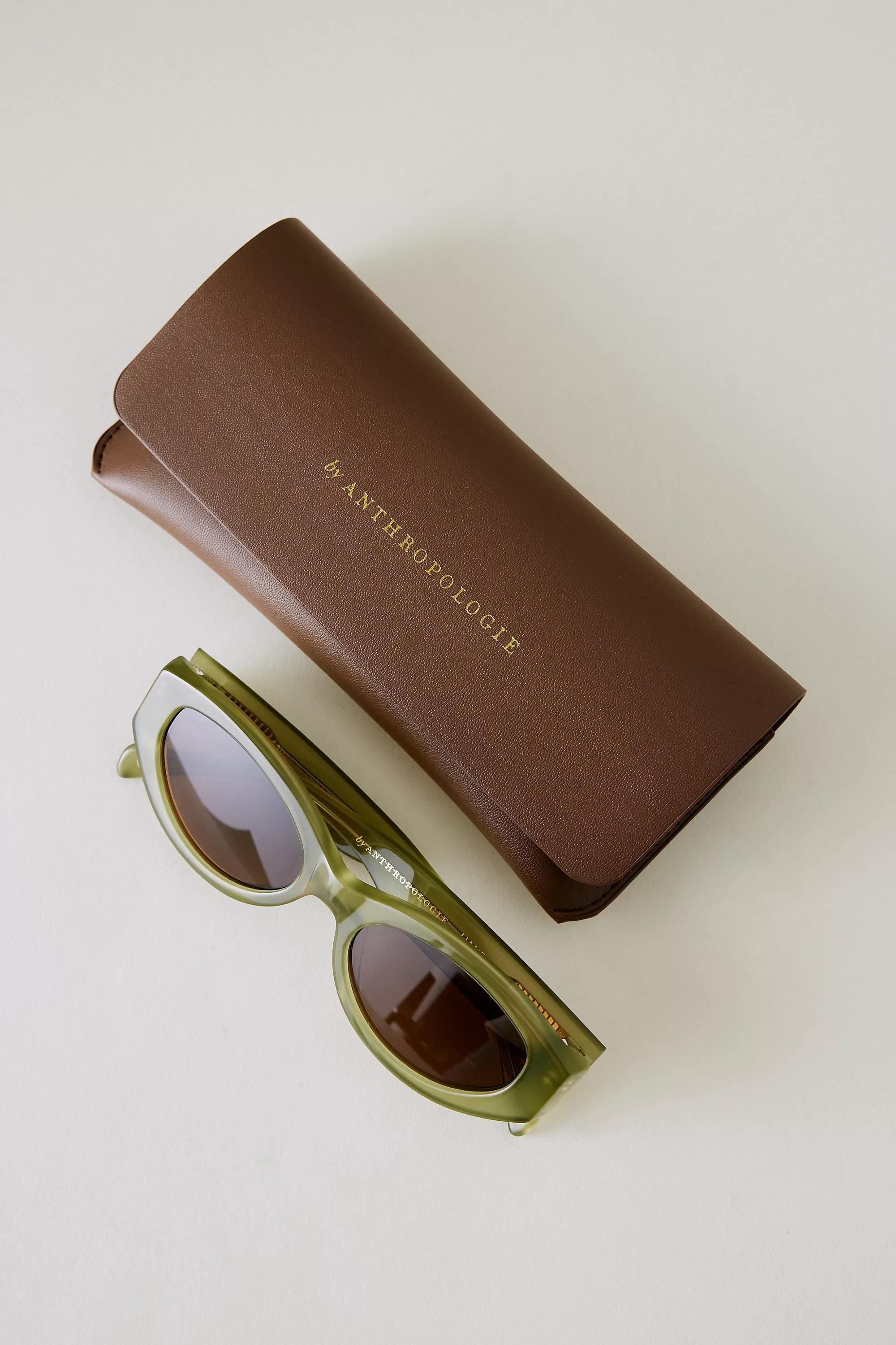 The Darcy Acetate Rounded Rectangular Sunglasses, Green, A501_0030, large image number 2