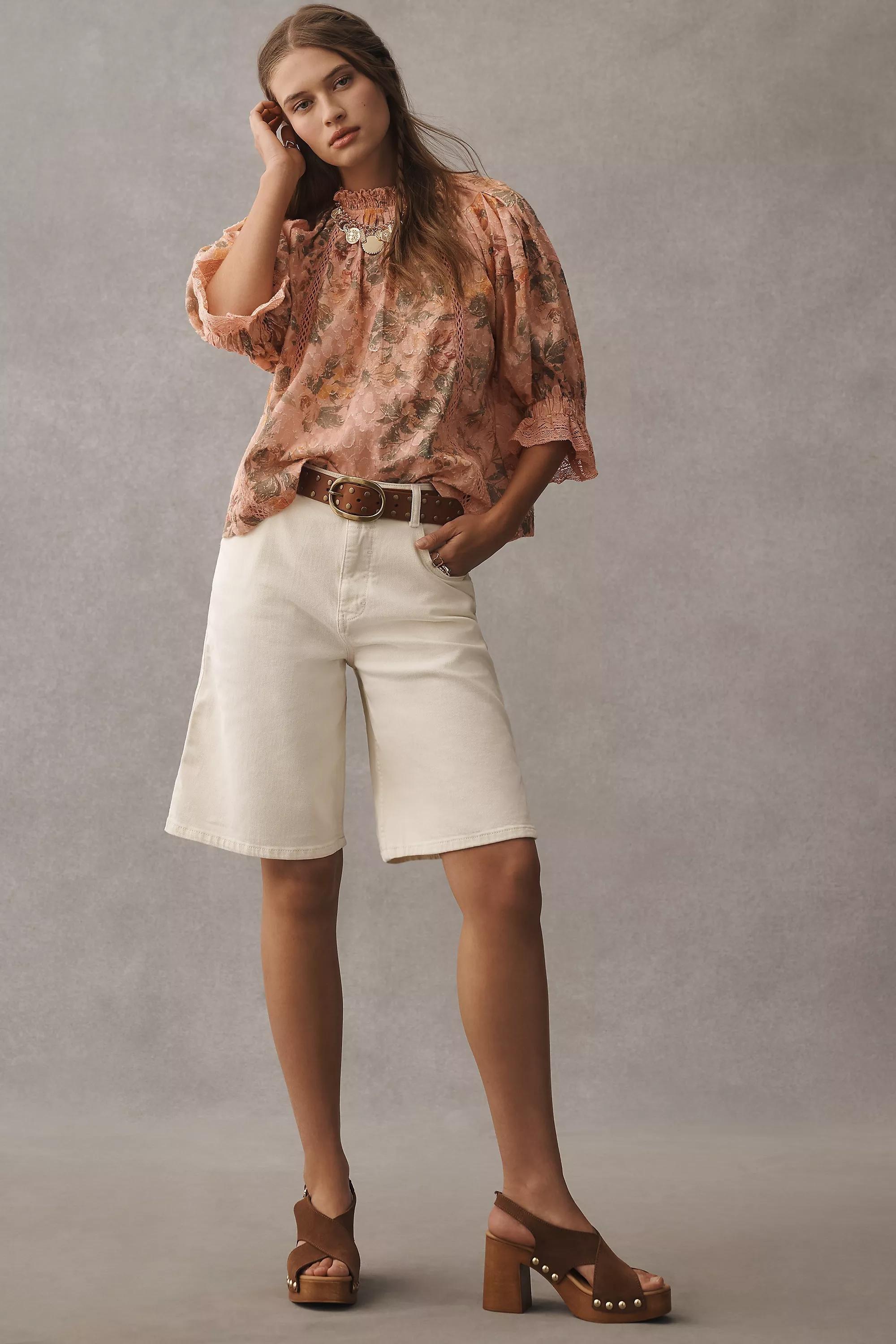 Pilcro Puff-Sleeve High-Neck Blouse, Pink, , large image number 3