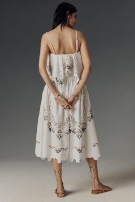 By Anthropologie Patterned Embroidered Culotte, Whie, , large image number 3