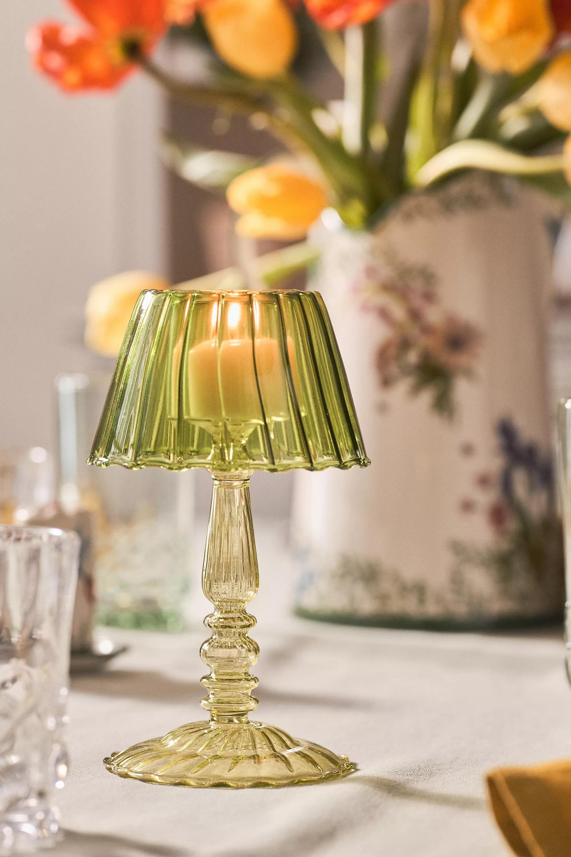 Maisy Glass Lamp Candle Holder, Green, A501_0030, large image number 1