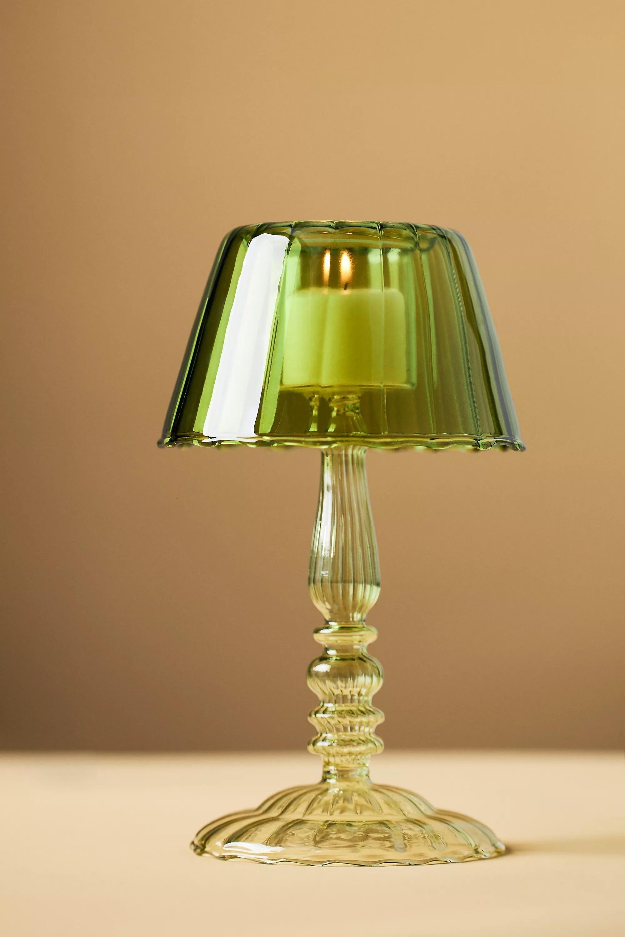 Maisy Glass Lamp Candle Holder, Green, A501_0030, large image number 2