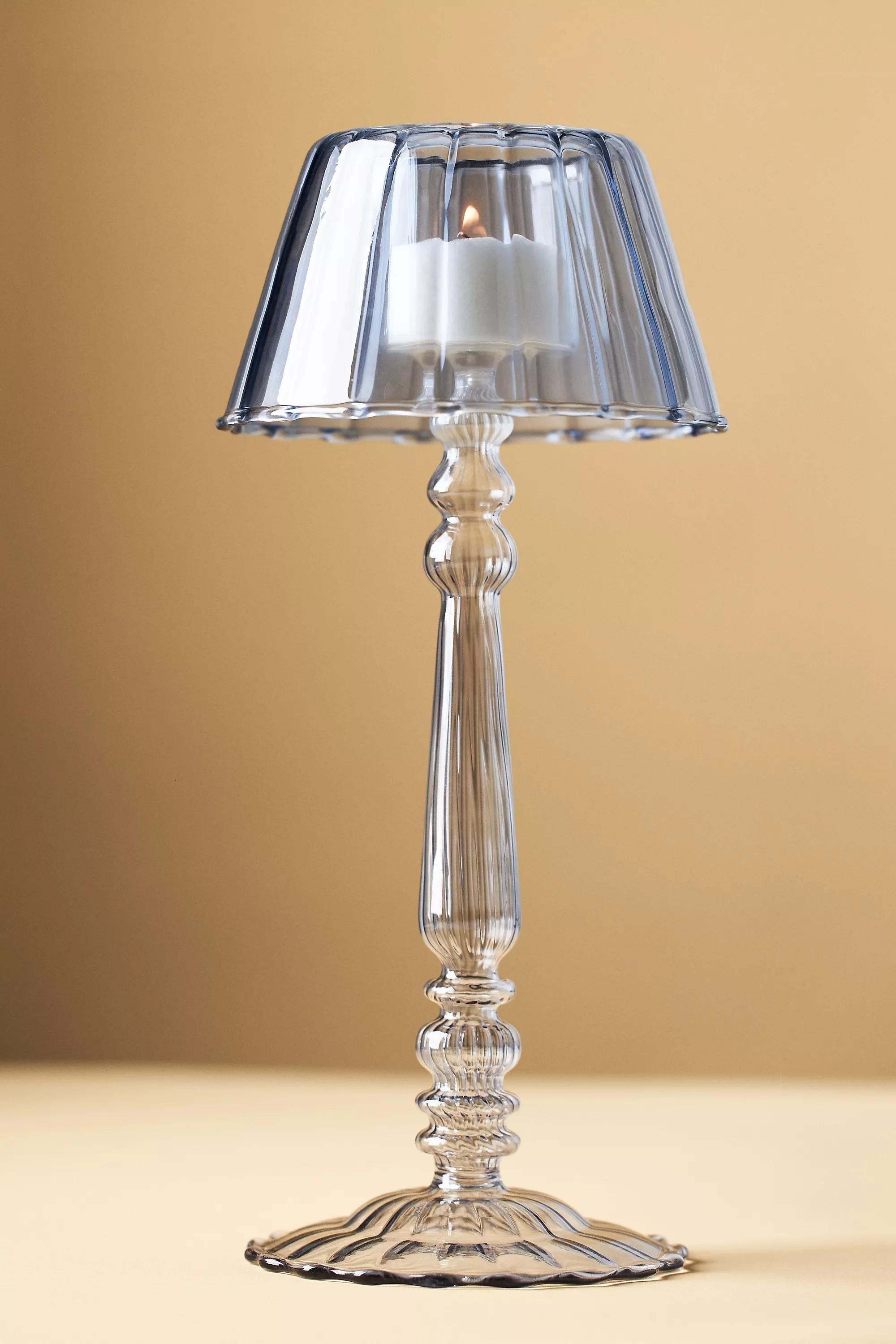 Maisy Glass Lamp Candle Holder, Blue, A501_0040, large image number 0