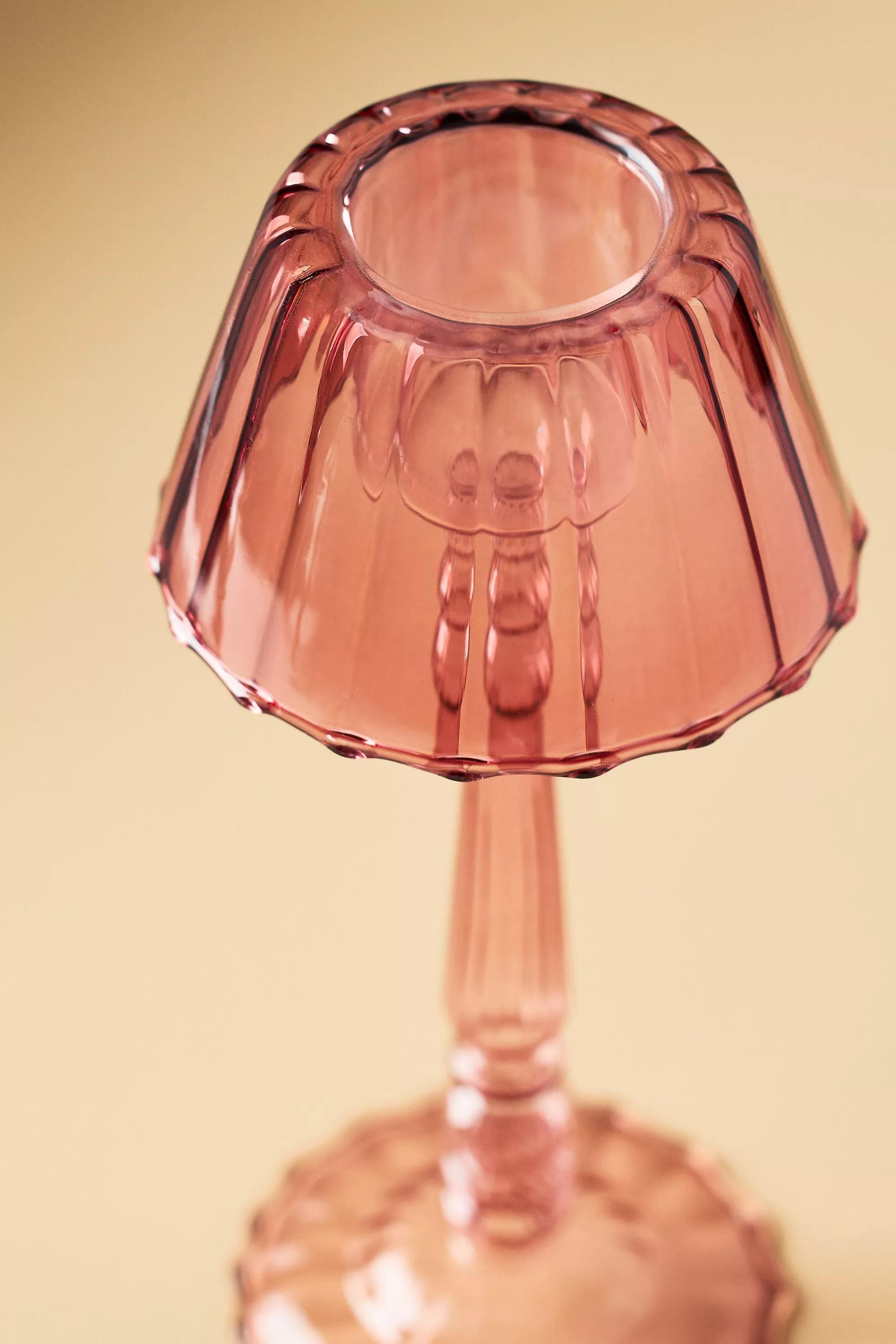 Maisy Glass Lamp Candle Holder, Pink, A501_0066, large image number 2